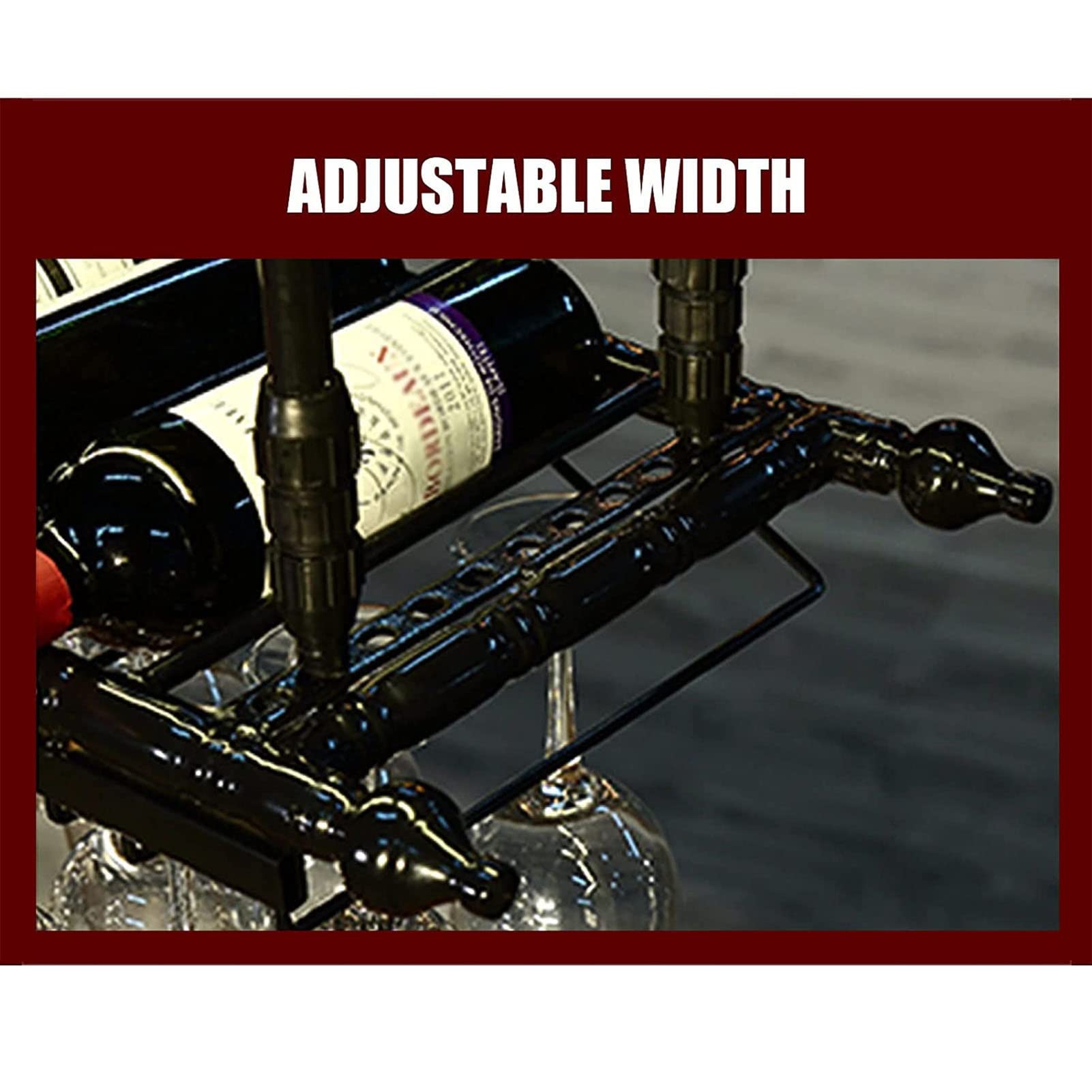 Industrial Metal Ceiling & Wall Mounted Wine Rack - 60cm Hanging Wine Glass & Bottle Holder with Stemware Storage Shelf | Perfect for Home Bars, Restaurants & Wine Cellars