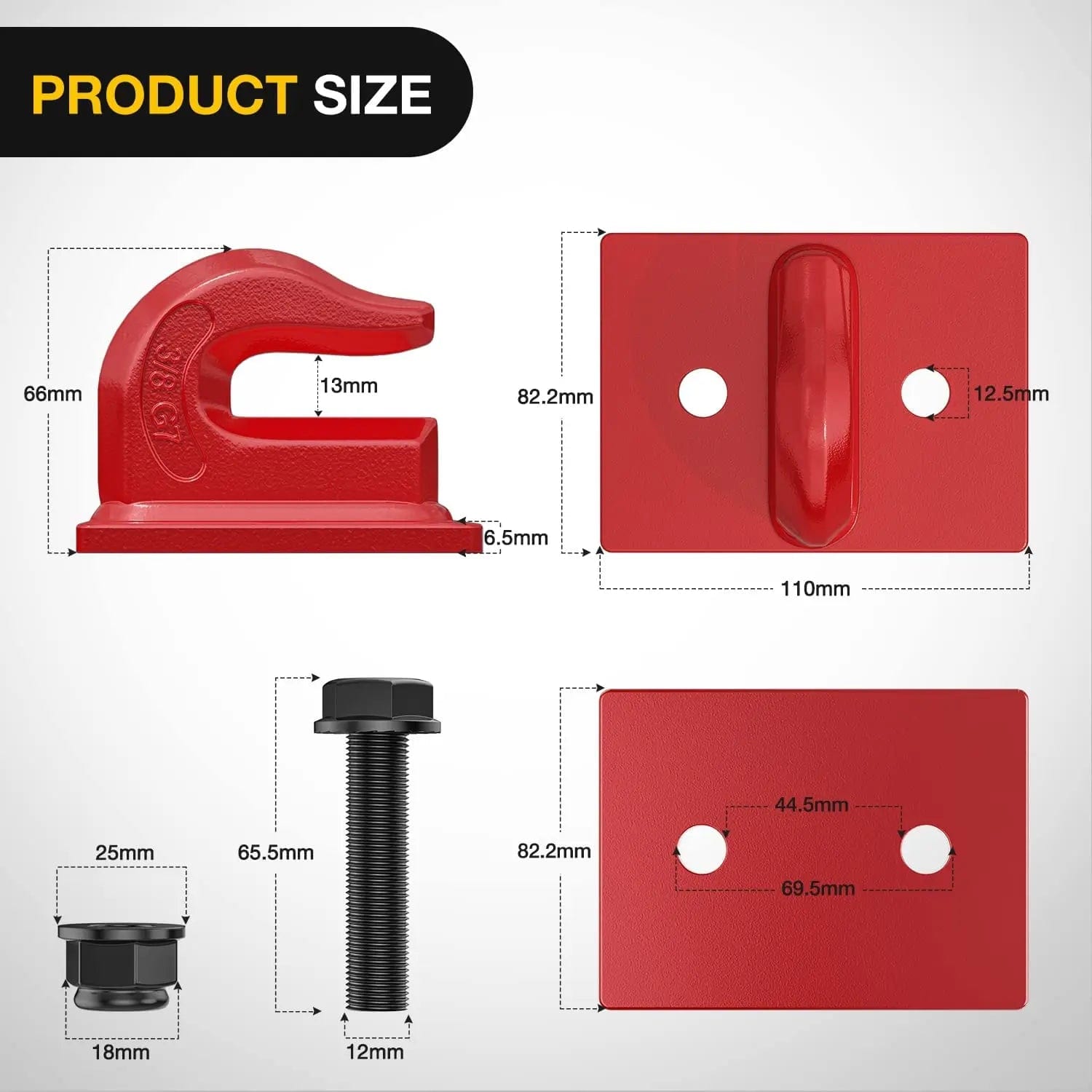 3/8 Inch Red Tractor Bucket Grab Hook (Pair) - Heavy Duty Attachment for Lifting & Hauling - Ideal for Farming, Construction & Landscaping