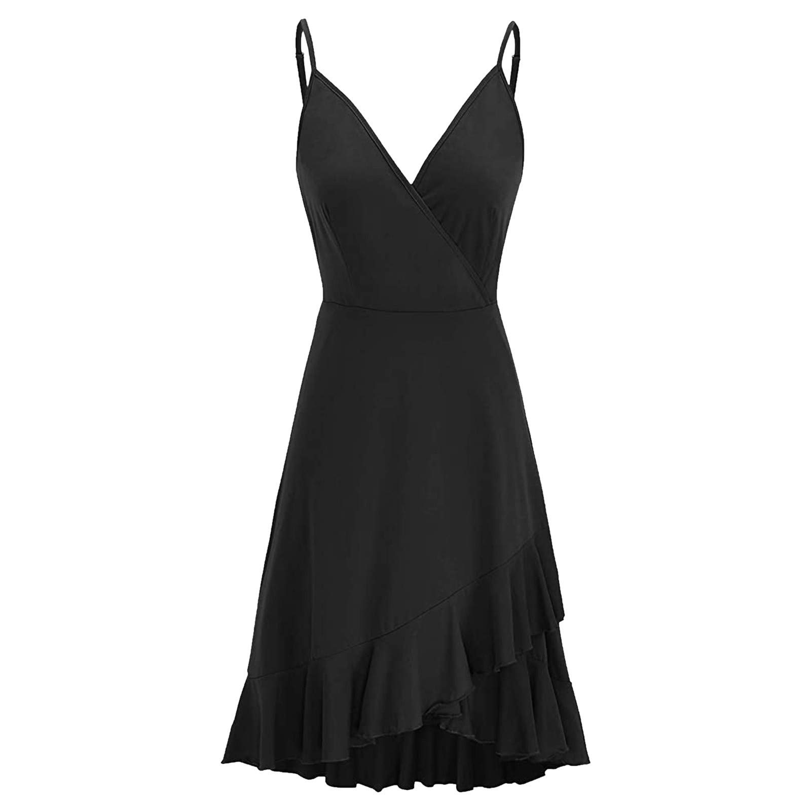 Women's Sexy V-Neck Floral Spaghetti Strap Summer Dress - Casual Swing Sundress for Beach, Vacation & Date Night