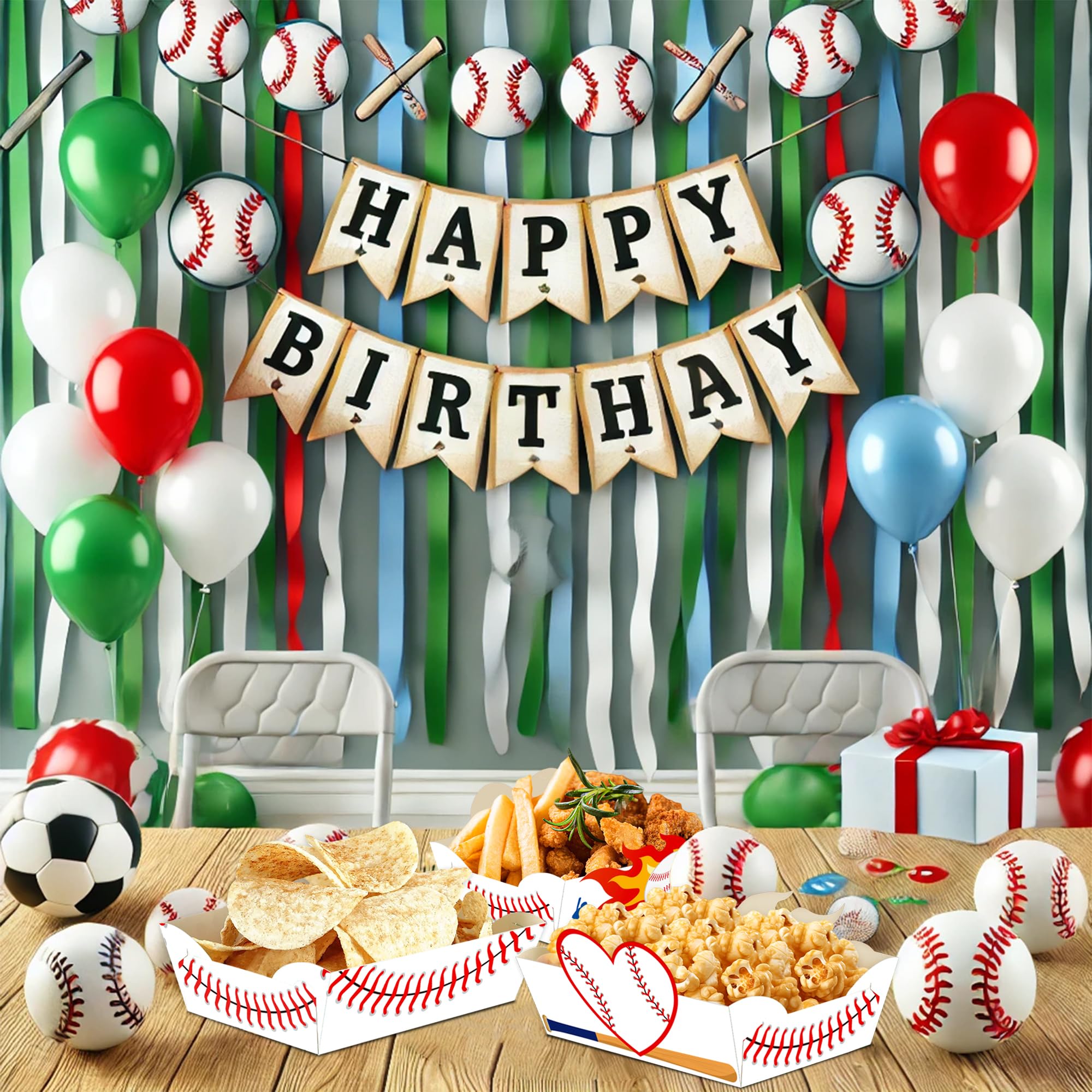 36 Pcs Baseball Party Supplies - Disposable Sports Plates & Nacho Boats for Baseball Theme Birthday, Sports Party Favors | Perfect for Game Day Snacks, Tailgating & Team Celebrations