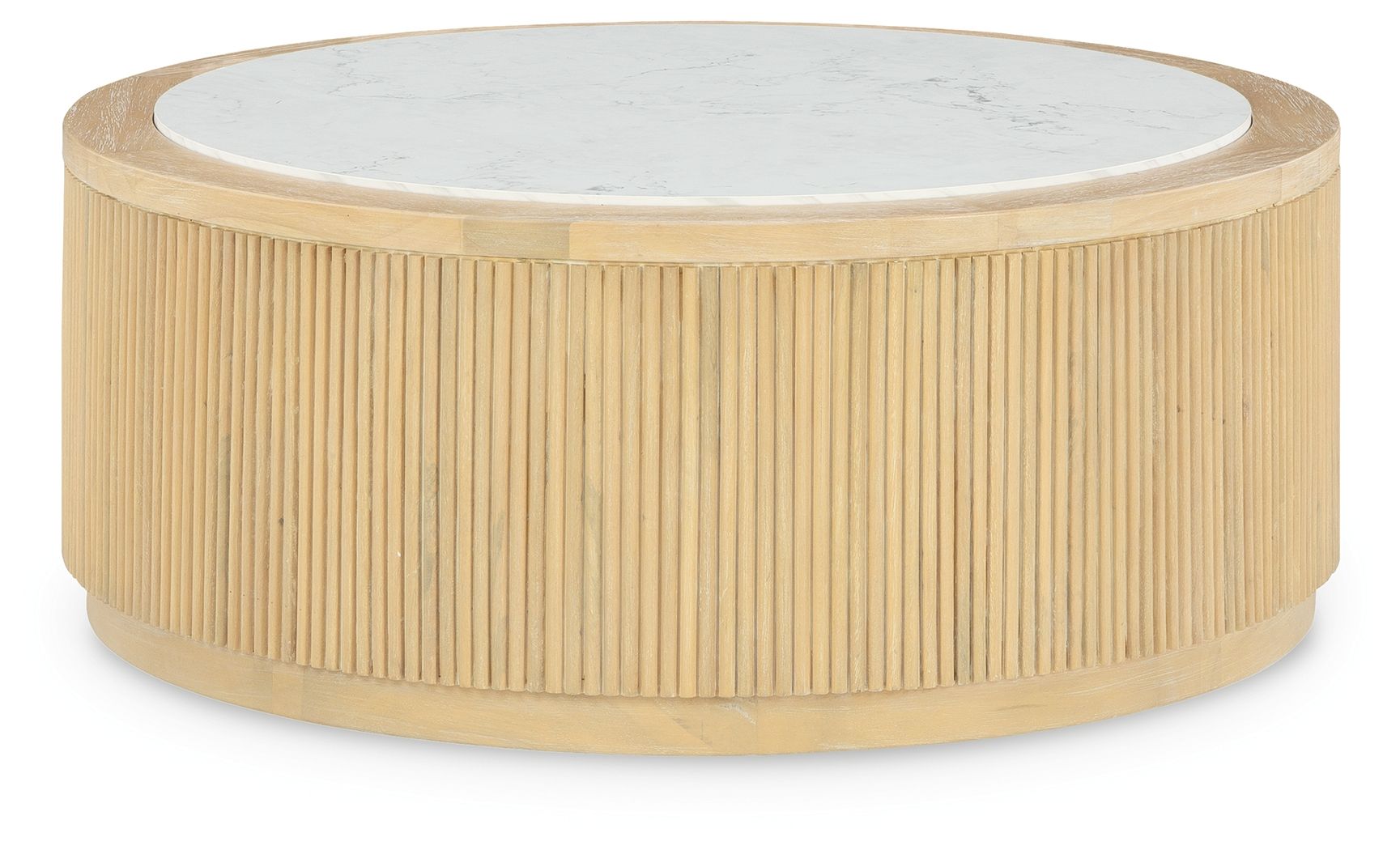 Round Cocktail Table in Light Brown & White - Modern Side Table for Living Room, Bedroom, or Patio Decor