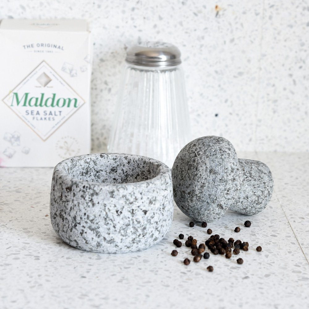 Premium Granite Spice Crusher - Heavy Duty Mortar and Pestle Set for Grinding Herbs, Spices, and Seasonings - Perfect for Kitchen, Cooking, and Gourmet Food Preparation