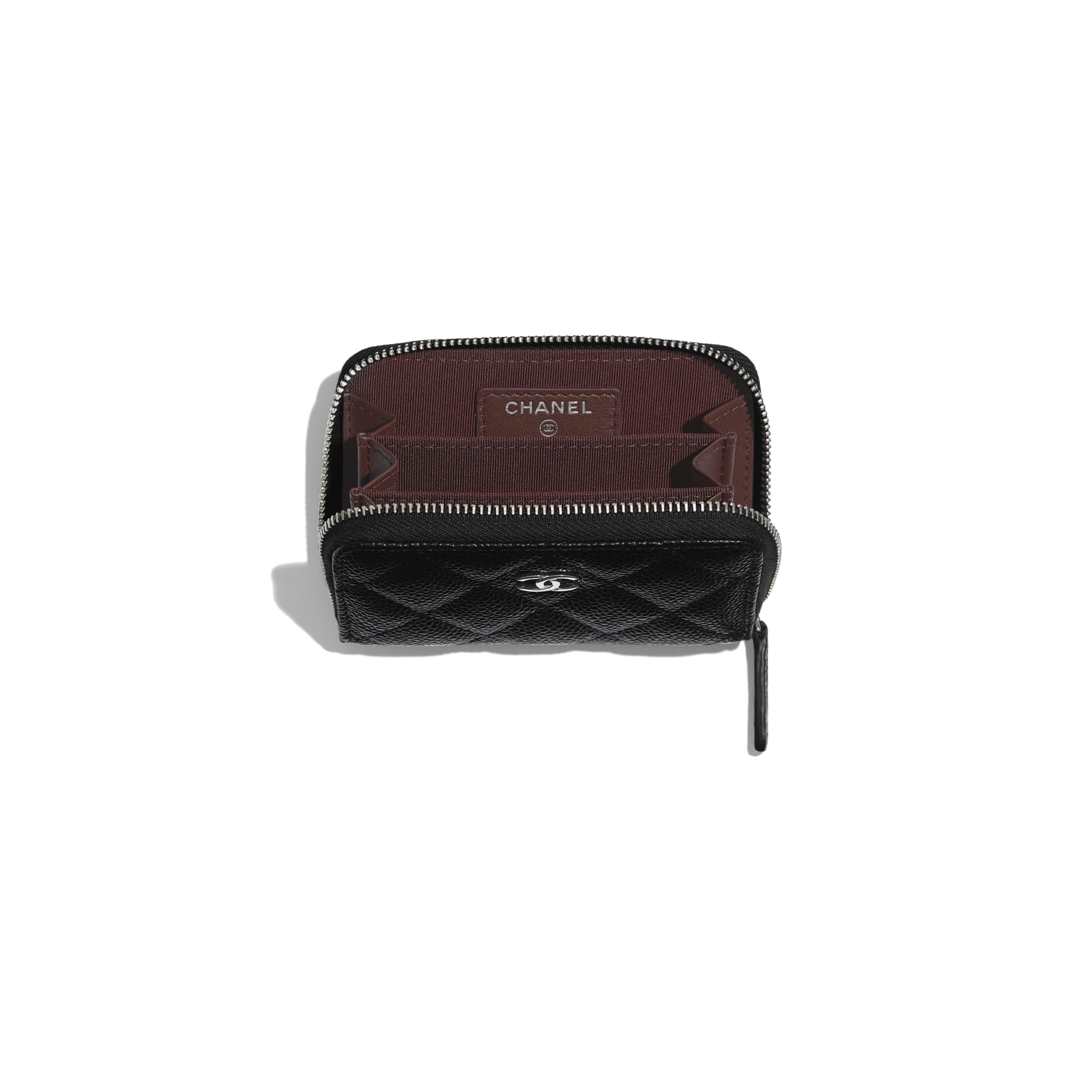 Chanel Classic Zipper Coin Purse in Silver Tone & Black | Luxury Small Wallet for Women | Perfect for Everyday Use, Travel & Gift Giving