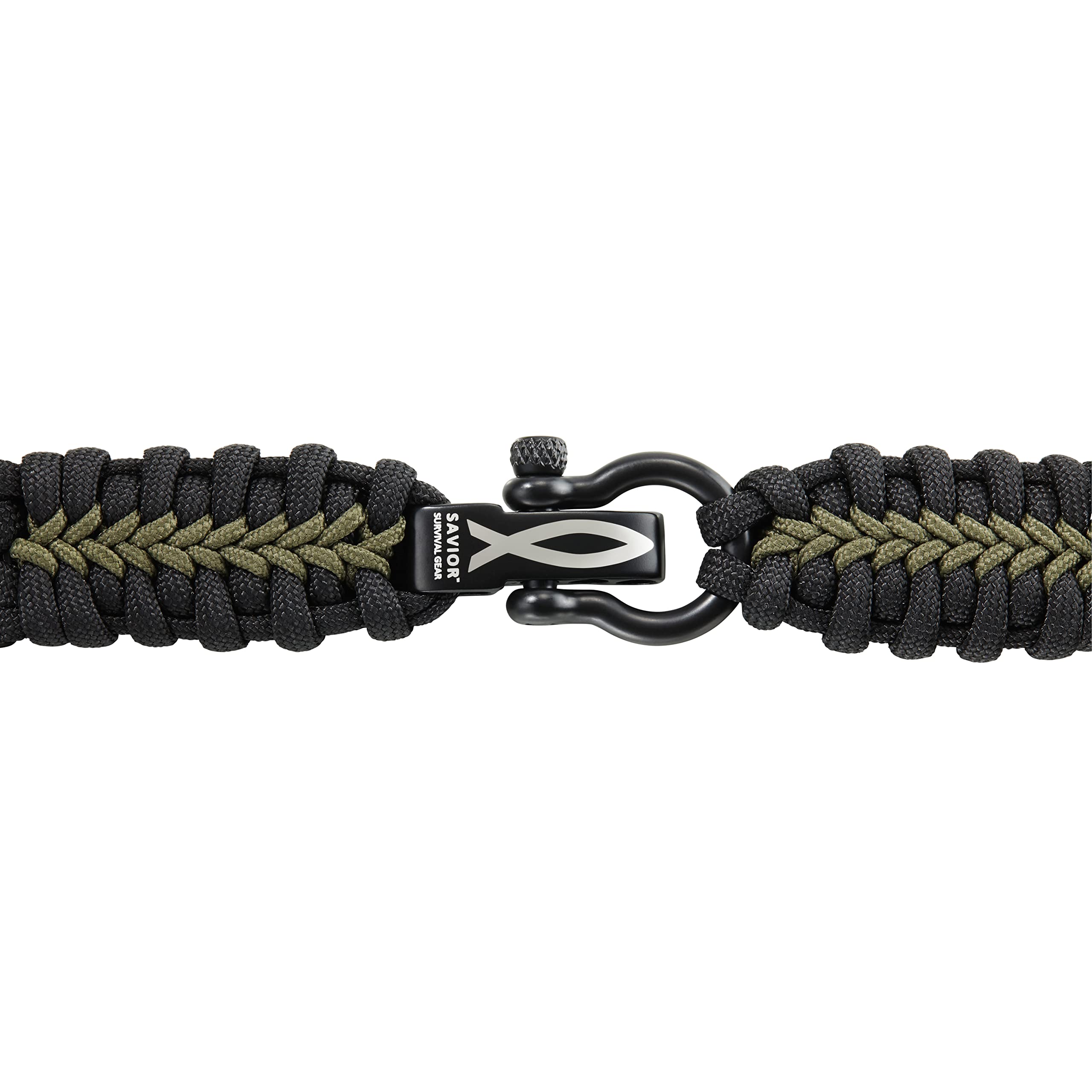 Savior Survival Gear Paracord Watch Band - Compatible with Apple Watch Series 42mm 44mm 45mm 49mm, 550 Paracord Bracelet with Stainless Steel Shackle for Men & Women (Black & Green, Large) - Perfect for Outdoor Adventures, Hiking, Camping & Emergency Survival