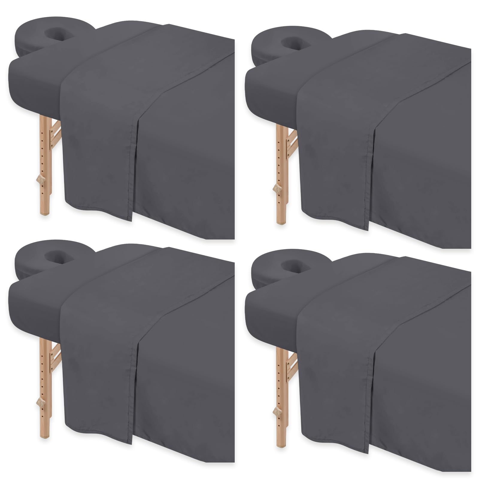 Premium 4-Piece Microfiber Massage Table Sheet Set - Includes Table Cover, Fitted Sheet & Face Rest Cover (Grey) - Soft, Durable & Hygienic for Spa, Salon & Professional Massage Therapy
