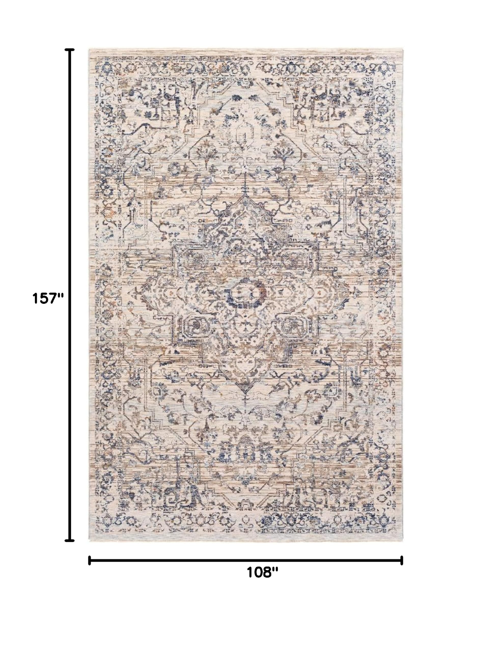 Mark&Day Annecy Traditional Navy Blue & White 9x13 Area Rug - Soft Non-Slip Living Room Carpet, Bedroom Rug, Kitchen Floor Mat (9' x 13'1