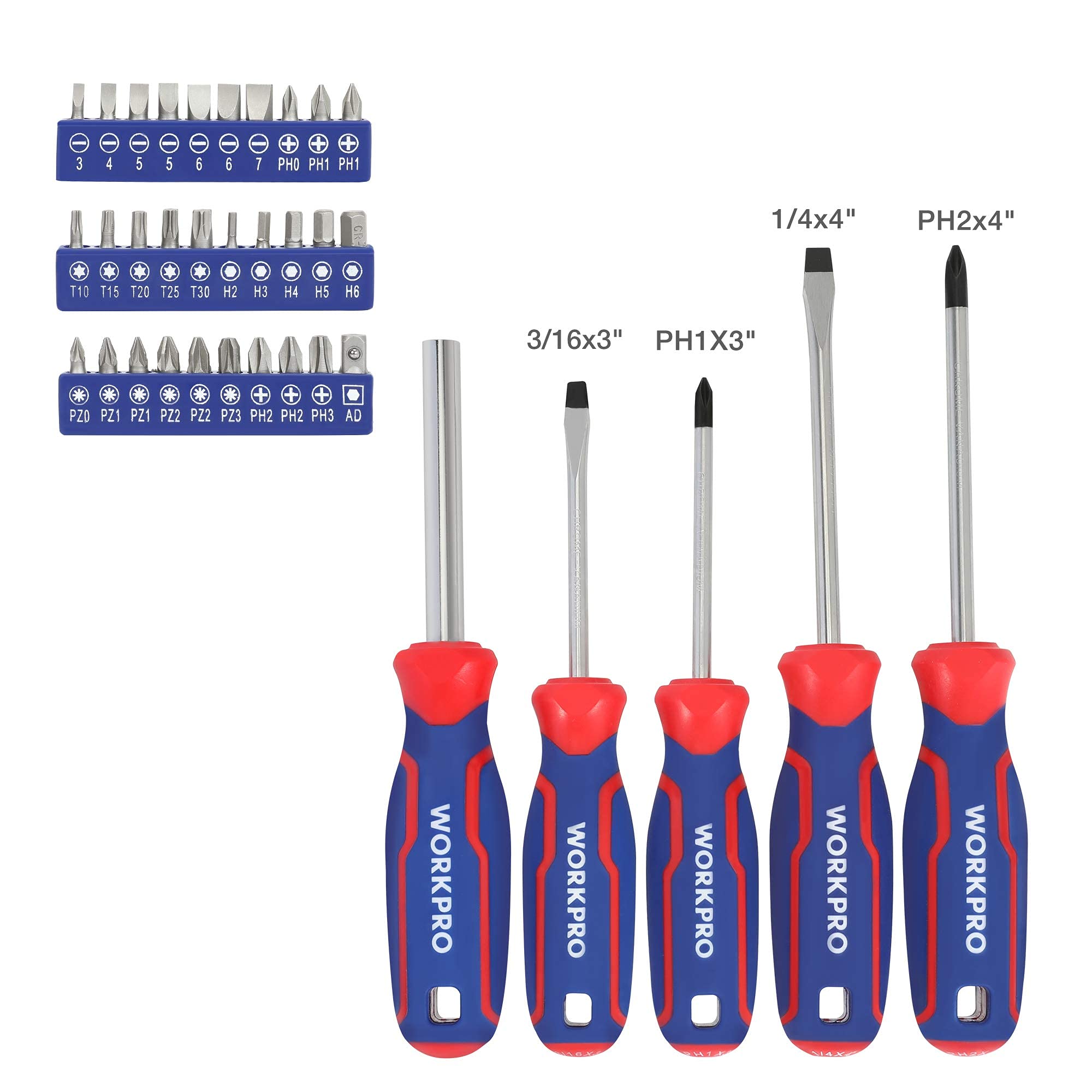 WORKPRO 87-Piece Household & Auto Repair Tool Kit with Pliers, Screwdrivers, Sockets, Wrenches & Toolbox - Complete Mechanic Tool Set for Homeowners, DIYers, Handymen - Perfect for Home Repairs, Car Maintenance & DIY Projects