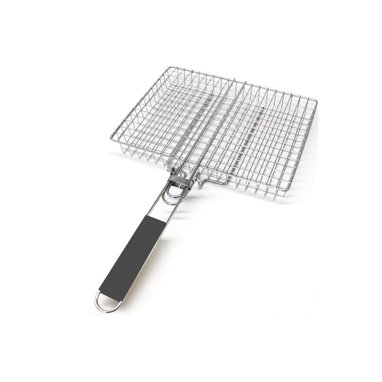 Stainless Steel BBQ Grilling Basket for Fish, Vegetables & Meat - Heavy Duty Grill Rack with Handle - Perfect for Outdoor Cooking, Camping & Backyard BBQs
