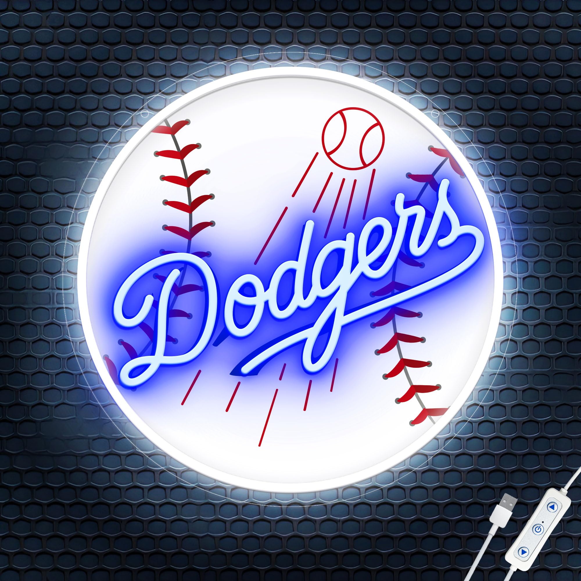 Baseball Neon Sign - Dimmable LED Wall Decor for Sports Fans, Boys Room, Bar & Bedroom | Perfect Gift for Dodgers Fans, Kids & Friends | Great for Game Nights, Themed Parties & Christmas Decorations