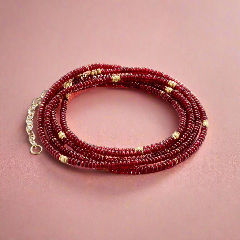Ruby Wrap Bracelet for Women - Adjustable Boho Beaded Handmade Jewelry Gift for Birthday, Anniversary & Everyday Wear (Perfect for Layering & Stacking)
