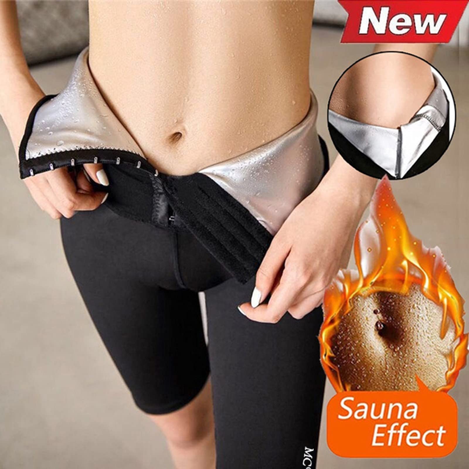 Women's High Waisted Sauna Sweat Pants - Slimming Compression Workout Shorts for Running & Thermo Body Shaping - Black | Perfect for Gym, Yoga, Weight Loss & Postpartum Recovery