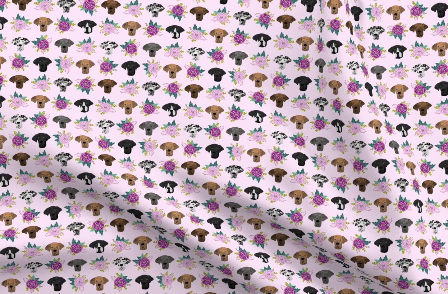 Great Dane Floral Dog Print Fabric - Lavender Flowers Pet Portrait on Petal Signature Cotton by The Yard for Sewing, Quilting, Apparel & Home Decor | Perfect for DIY Crafts, Dog-Themed Projects & Pet Lover Gifts