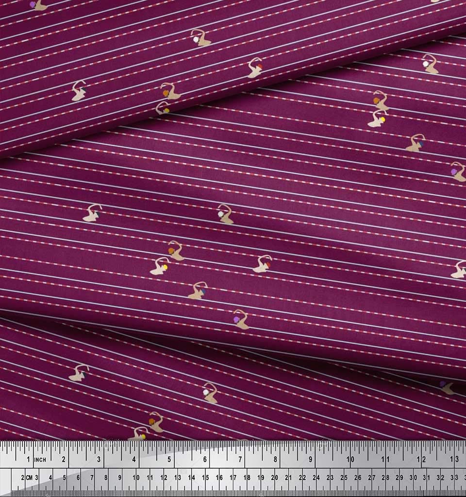 Soimoi Pink Cotton Canvas Fabric by The Yard - 56 Inch Wide - Printed Swimming Pool Race Sports Design - Perfect for Poolside Decor, Swim Team Banners, and DIY Sewing Projects