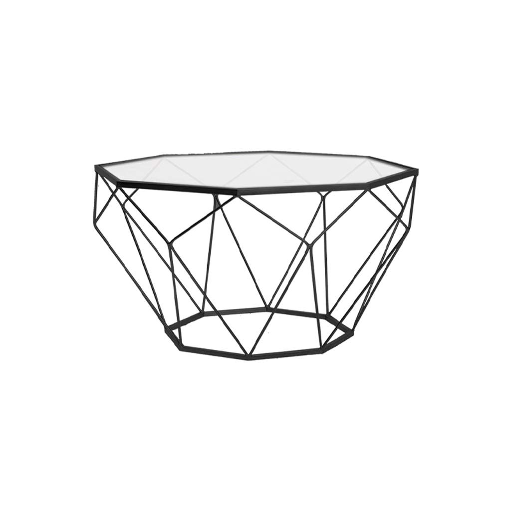 Nordic Wrought Iron Tempered Glass Coffee Table - Modern Minimalist Black Living Room Furniture for Small Spaces | Perfect for Apartments, Lounges & Home Decor