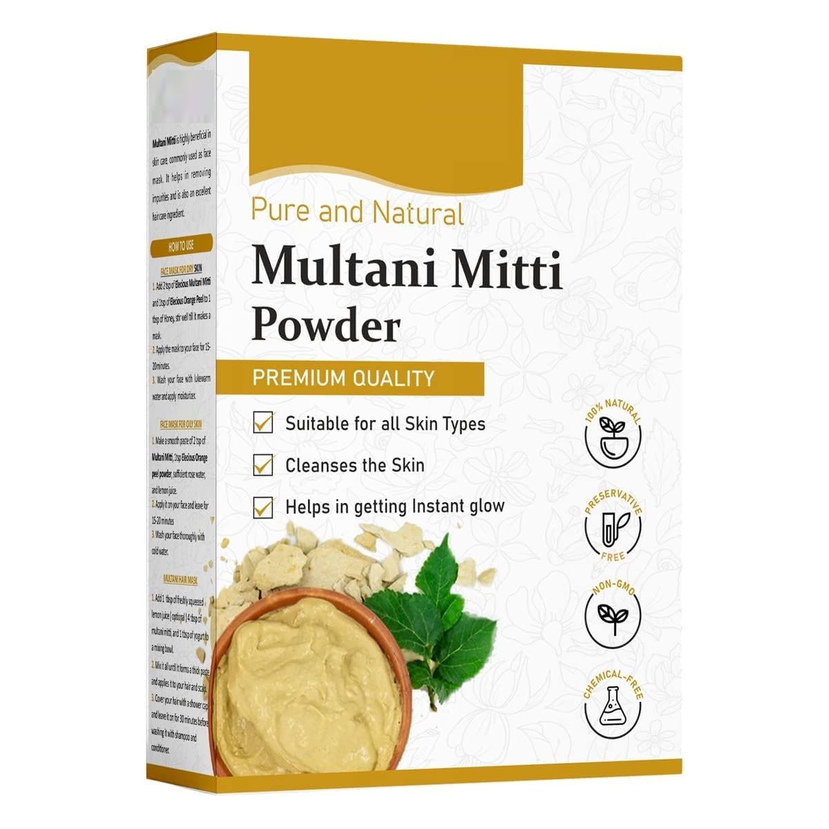 DURJA 100% Natural Multani Mitti Powder | Fuller's Earth & Bentonite Clay for Exfoliating, Soothing & Nourishing Skin | Face & Hair Care | 200g | Perfect for DIY Face Masks, Spa Treatments & Natural Beauty Routines