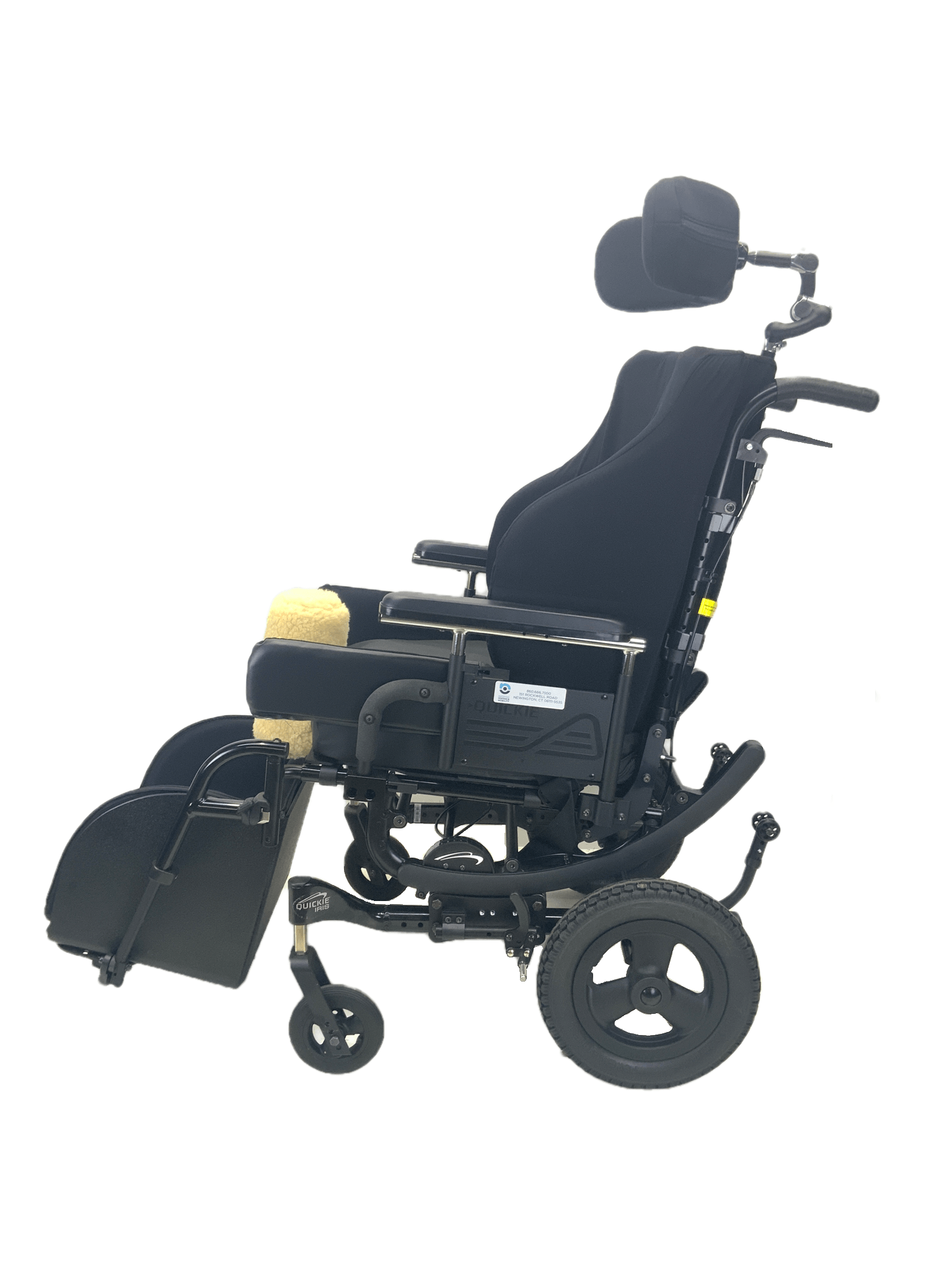 New Quickie Iris Tilt In Space Manual Wheelchair - 18 x 18 Inches with Legbox, Thigh Supports & Abductor Pad | Removable Activity Tray | Ideal for Home, Hospital & Daily Mobility Use