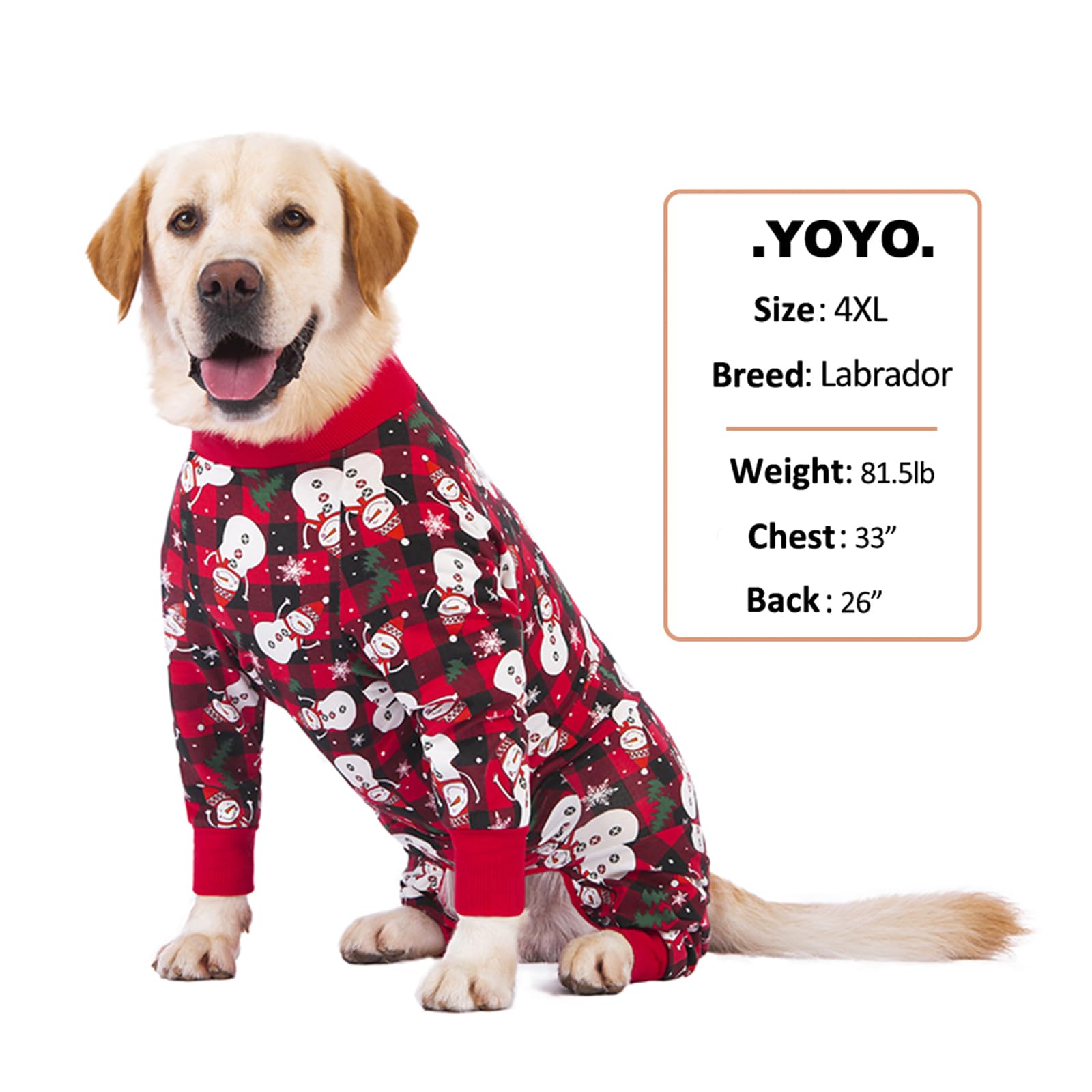 Yeapeeto Dog Recovery Suit After Surgery - Soft Long Sleeve Pet Shirt, Cone Alternative for Large & Medium Dogs - Prevents Licking & Scratching Wounds - Post-Surgery Onesie for Spay/Neuter - Christmas Snowman Design (4XL) - Perfect for Post-Op Care & Comfort at Home