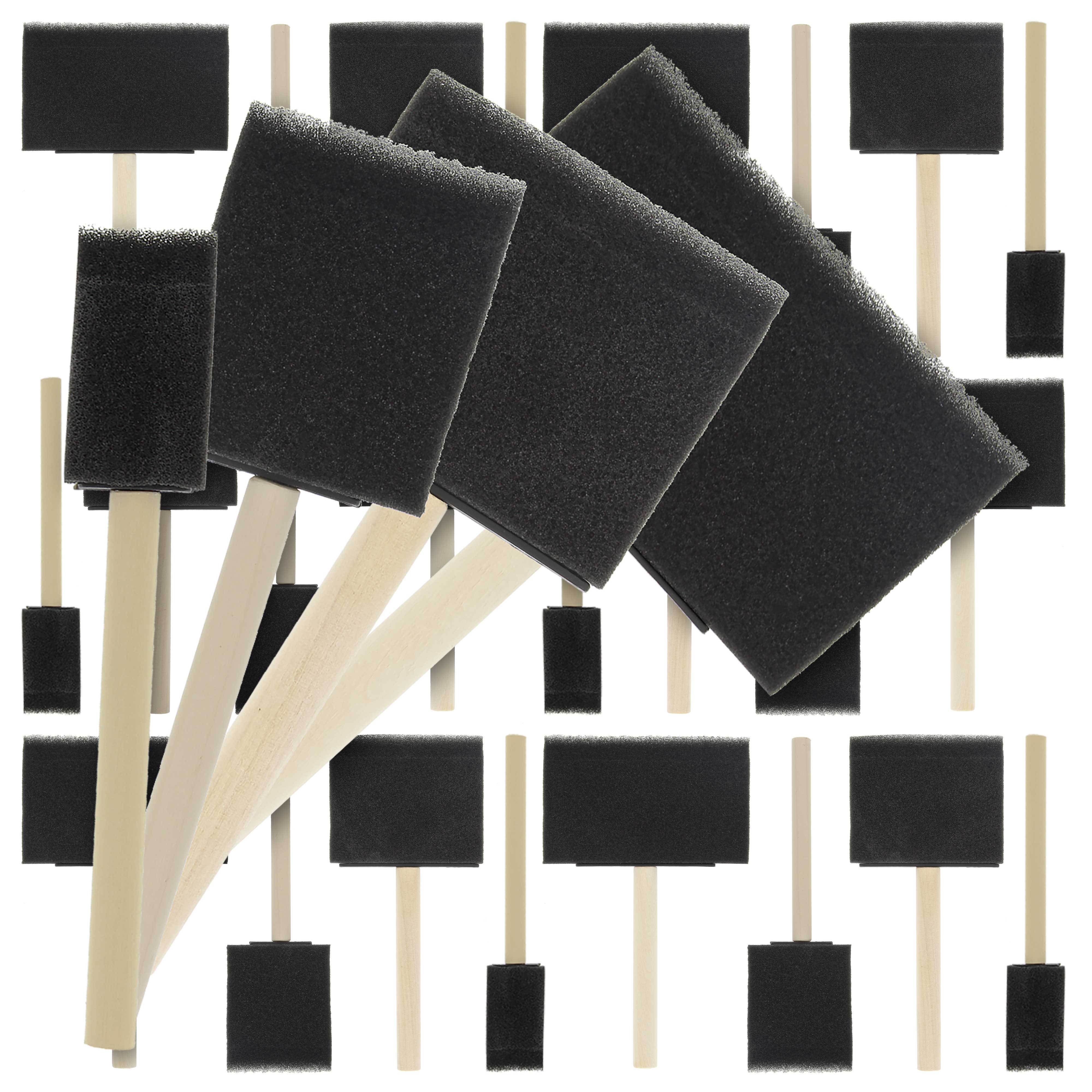 40-Piece Foam Sponge Wood Handle Paint Brush Set - Lightweight & Durable for Acrylics, Stains, Varnishes, Crafts & Art Projects - Perfect for DIY, Home Decor, Furniture Painting & Kids Art Activities