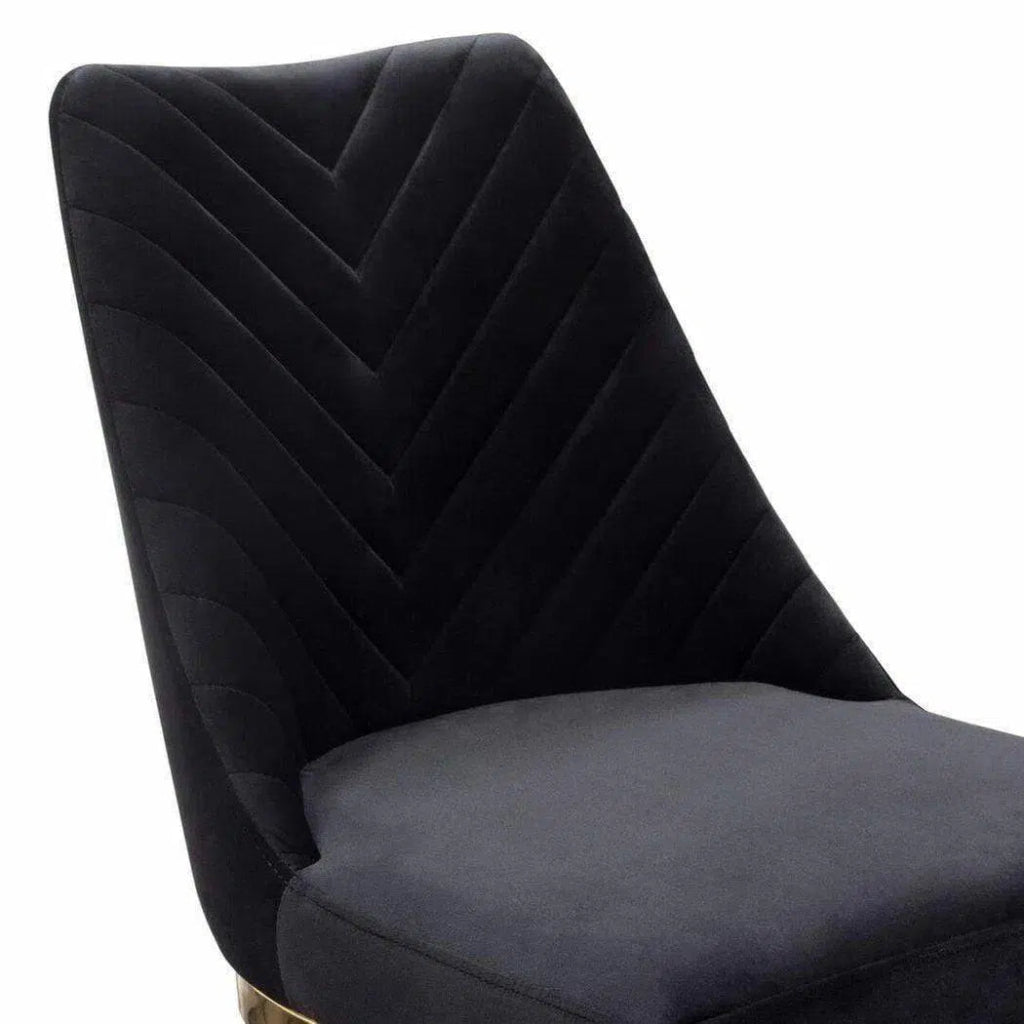 2PC Black Velvet & Gold Dining Chairs - Modern Upholstered Side Chairs for Kitchen, Dining Room, or Breakfast Nook - Elegant Home Decor
