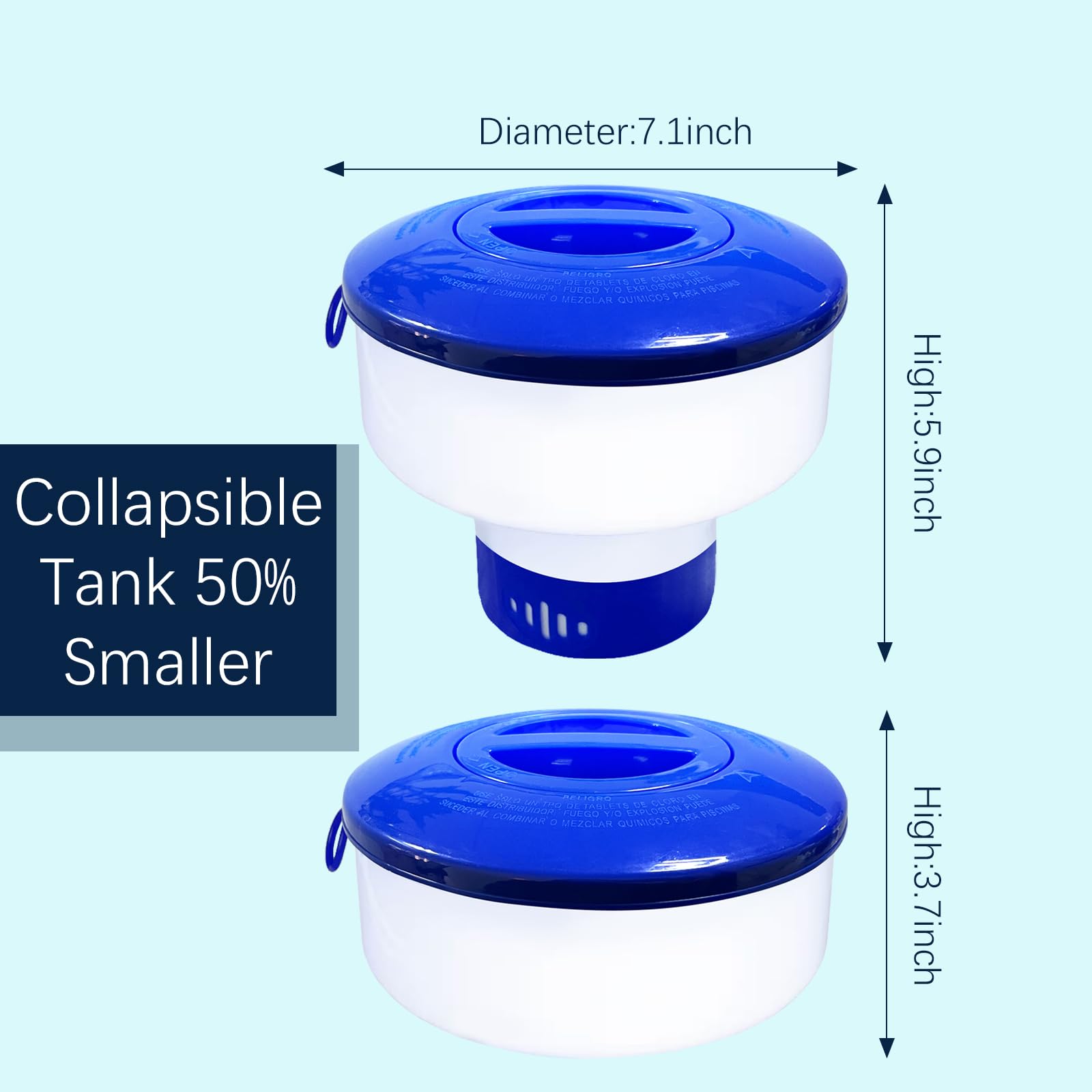 BOTINDO Pool Chemical Dispenser - Floating Chlorine Tablet Holder for Bromine, Adjustable Flow Vents, Fits 3 Inch Tablets, Indoor & Outdoor Swimming Pool, Spa, Hot Tub Floater