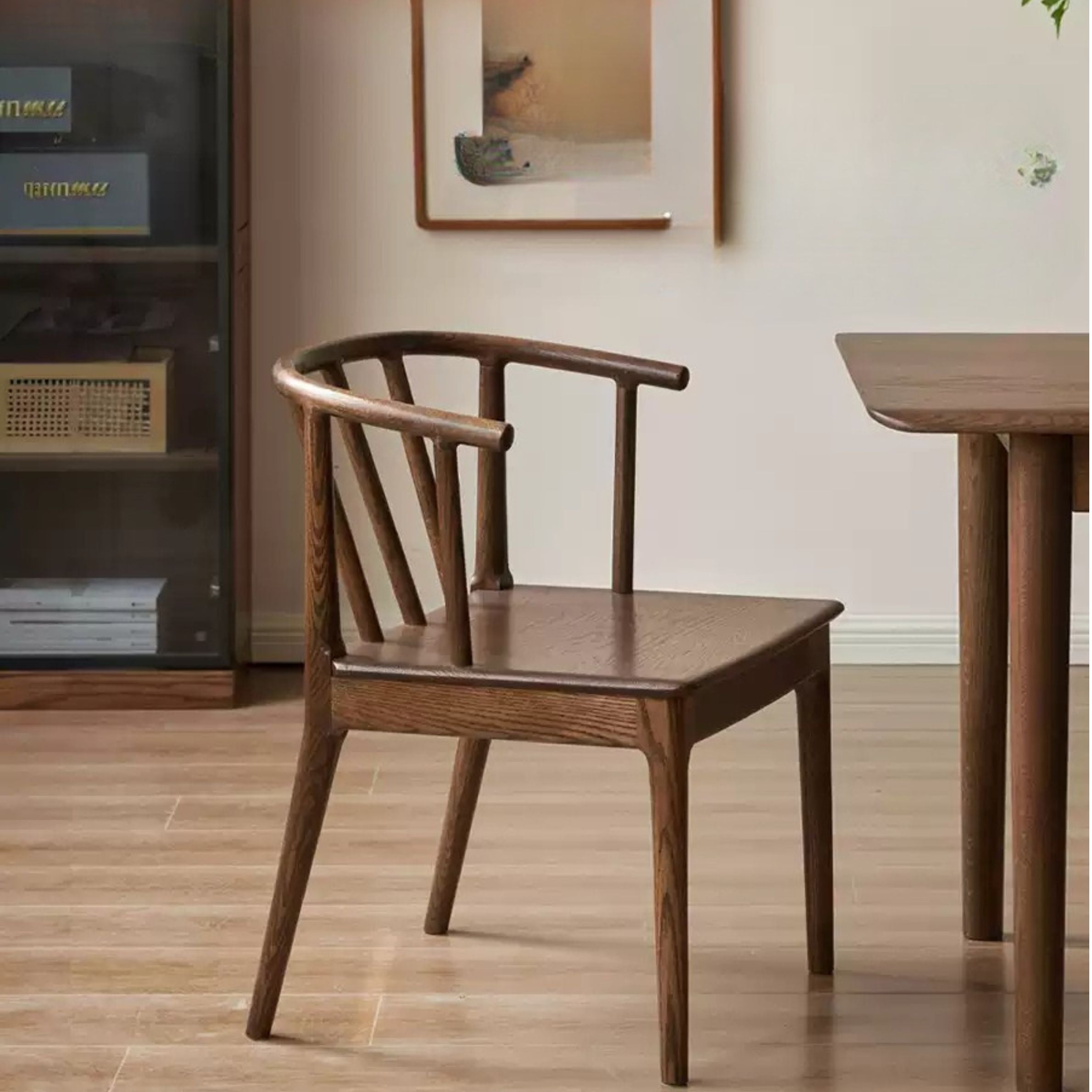 Solid Oak Wood Round Dining Chair - Rustic Farmhouse Style for Kitchen, Dining Room & Patio