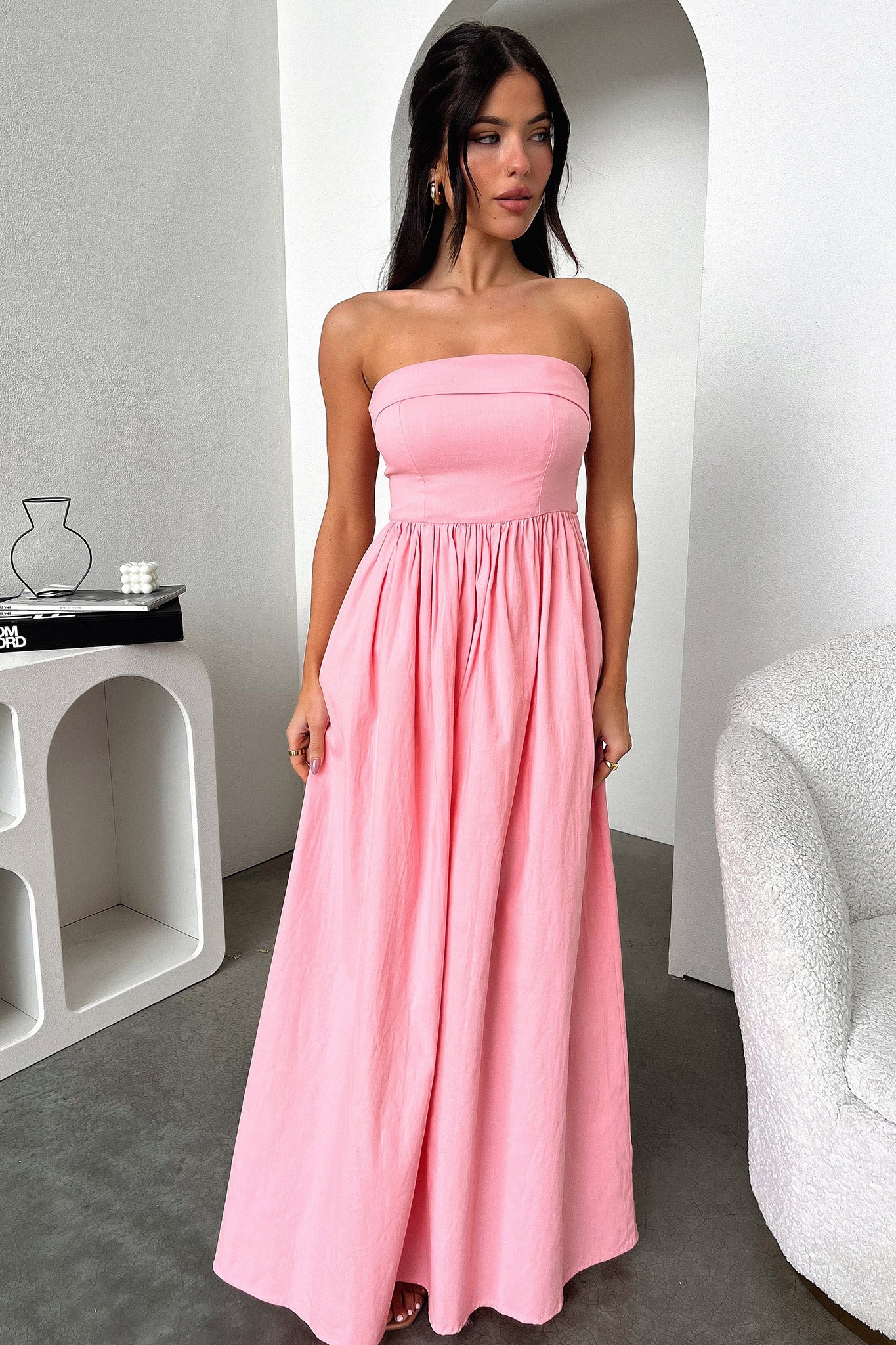 Cornell Women's Maxi Dress - Flowy Long Summer Dress in Pink, Perfect for Beach, Vacation & Casual Outings