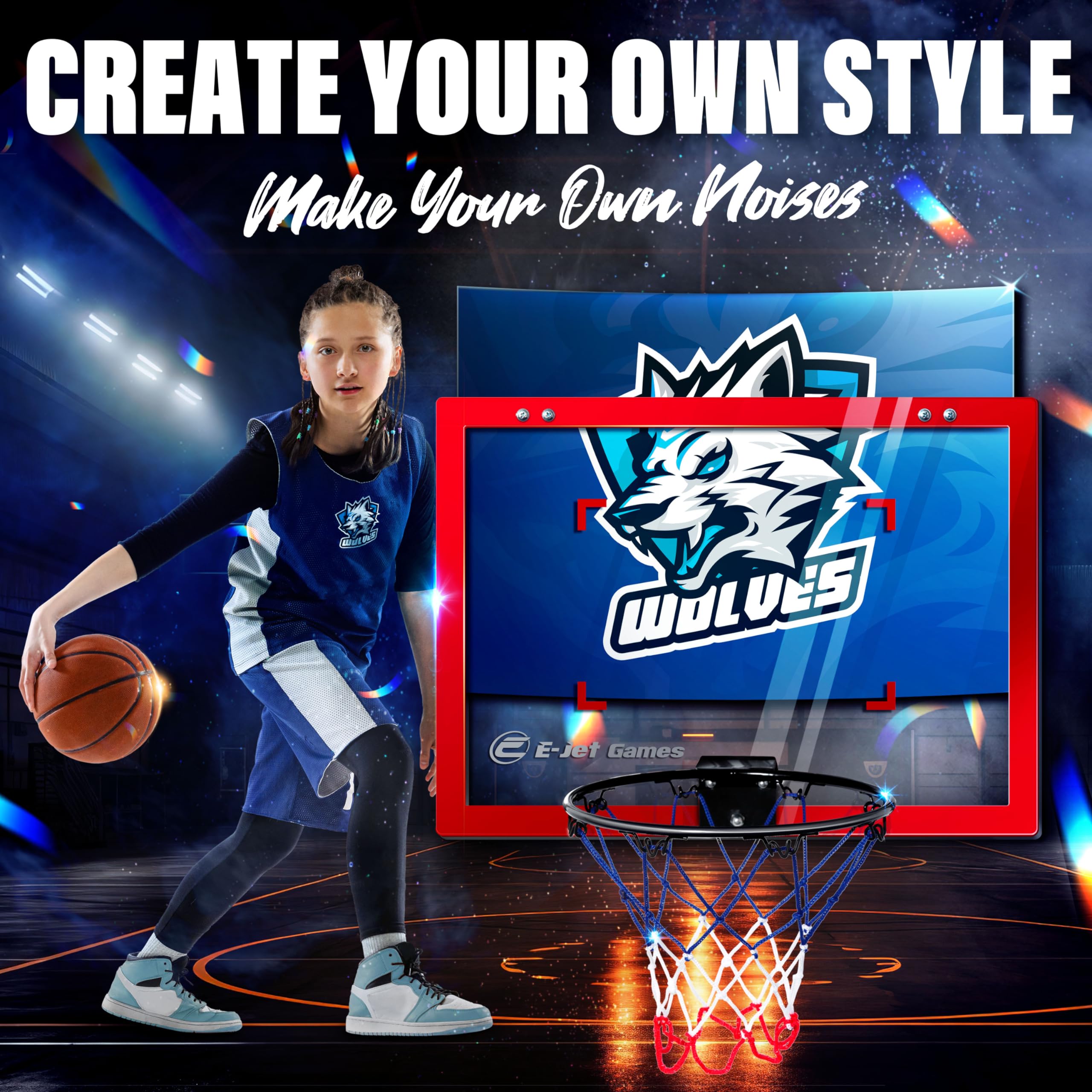 Mini Basketball Hoop with Replaceable Backboard Cards - Over The Door & Wall Mounted Indoor Basketball Game for Kids & Adults - Perfect for Bedroom, Office & Playroom Fun