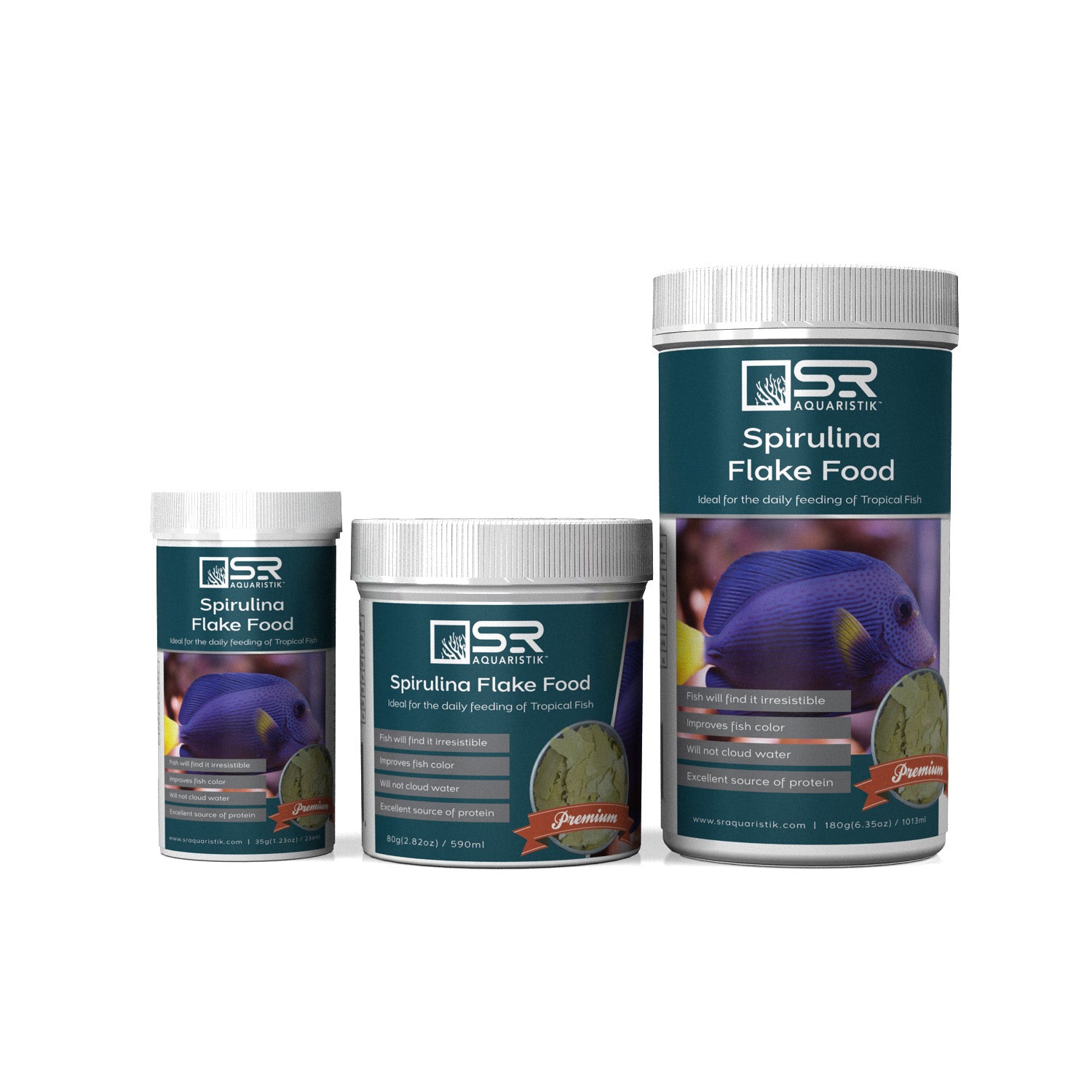Premium Spirulina Flake Fish Food - High Protein Algae Flakes for Tropical Fish, Goldfish & Marine Fish - Enhances Color & Immune System - Ideal for Freshwater & Saltwater Aquariums