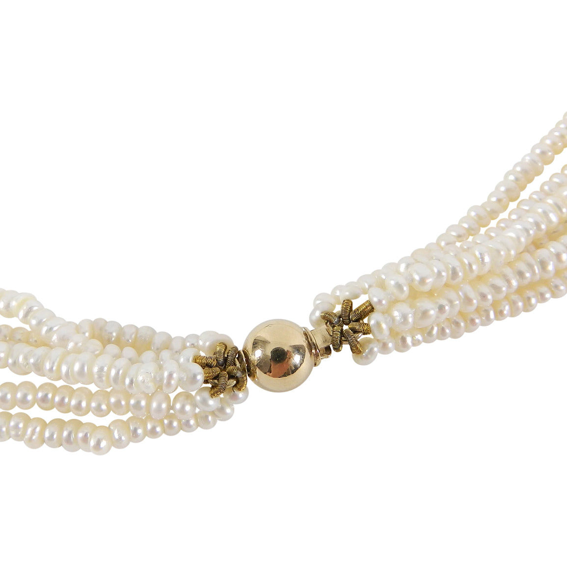 Antique Edwardian Gold and Blue Topaz Seed Pearl Multi-Strand Necklace - Vintage Jewelry for Weddings, Parties & Special Occasions