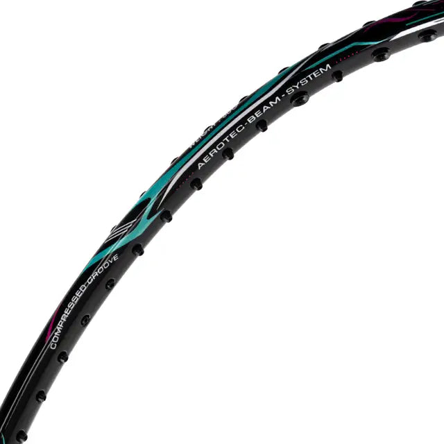 Li Ning G Force Superlite Max 10 Badminton Racket - Prestrung with Premium Black/Silver/Cyan Design | Lightweight Carbon Fiber Shuttlecock Racquet for Professional & Recreational Players | Perfect for Tournaments, Training & Casual Play