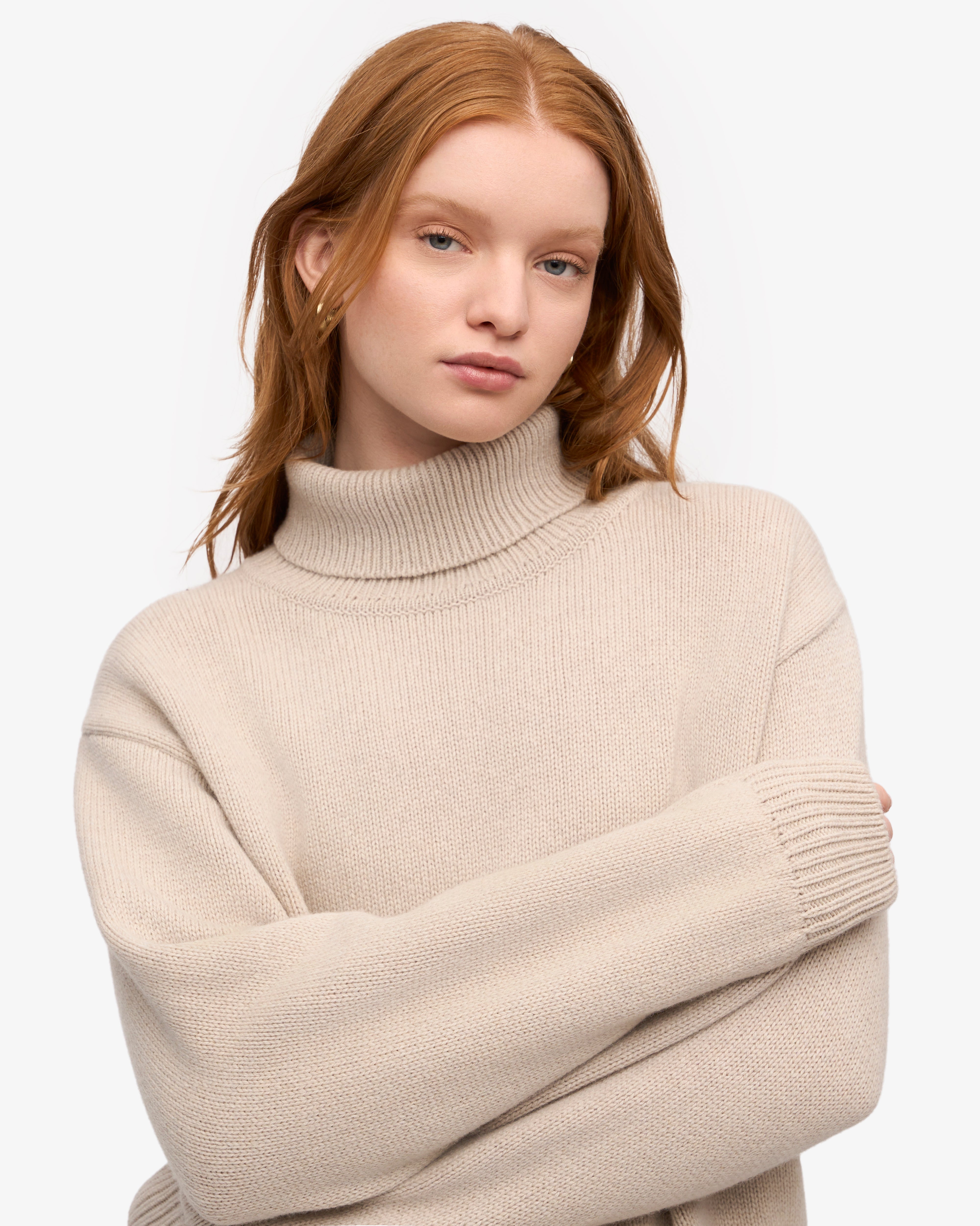 Premium Merino Wool Turtleneck Sweater for Women - Soft Ivory White Winter Pullover - Perfect for Office, Travel & Cold Weather Layering