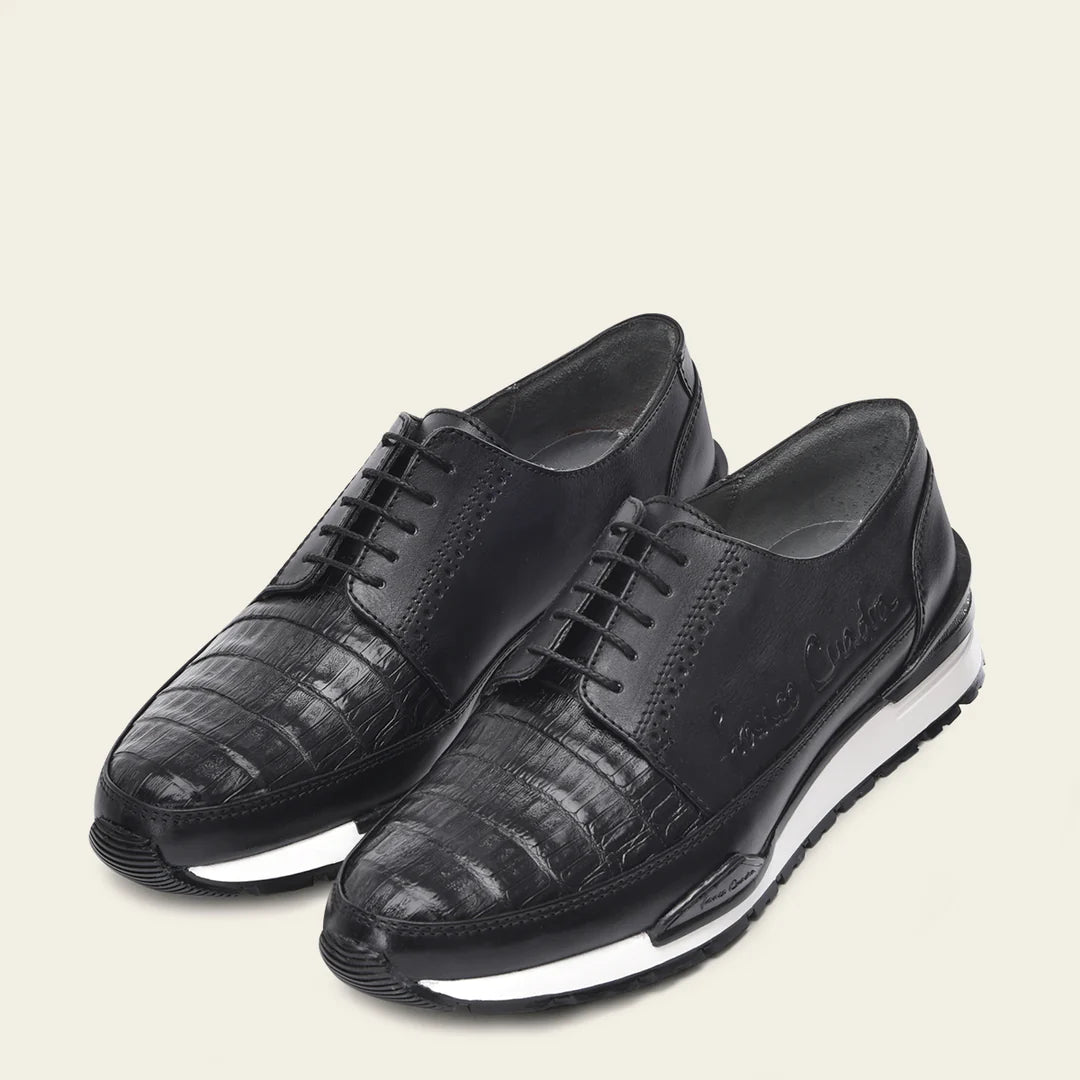 127CWTM Men's Cuadra Black Casual Fashion Caiman Derby Sneakers - Stylish & Comfortable for Everyday Wear, Work & Outdoor Activities