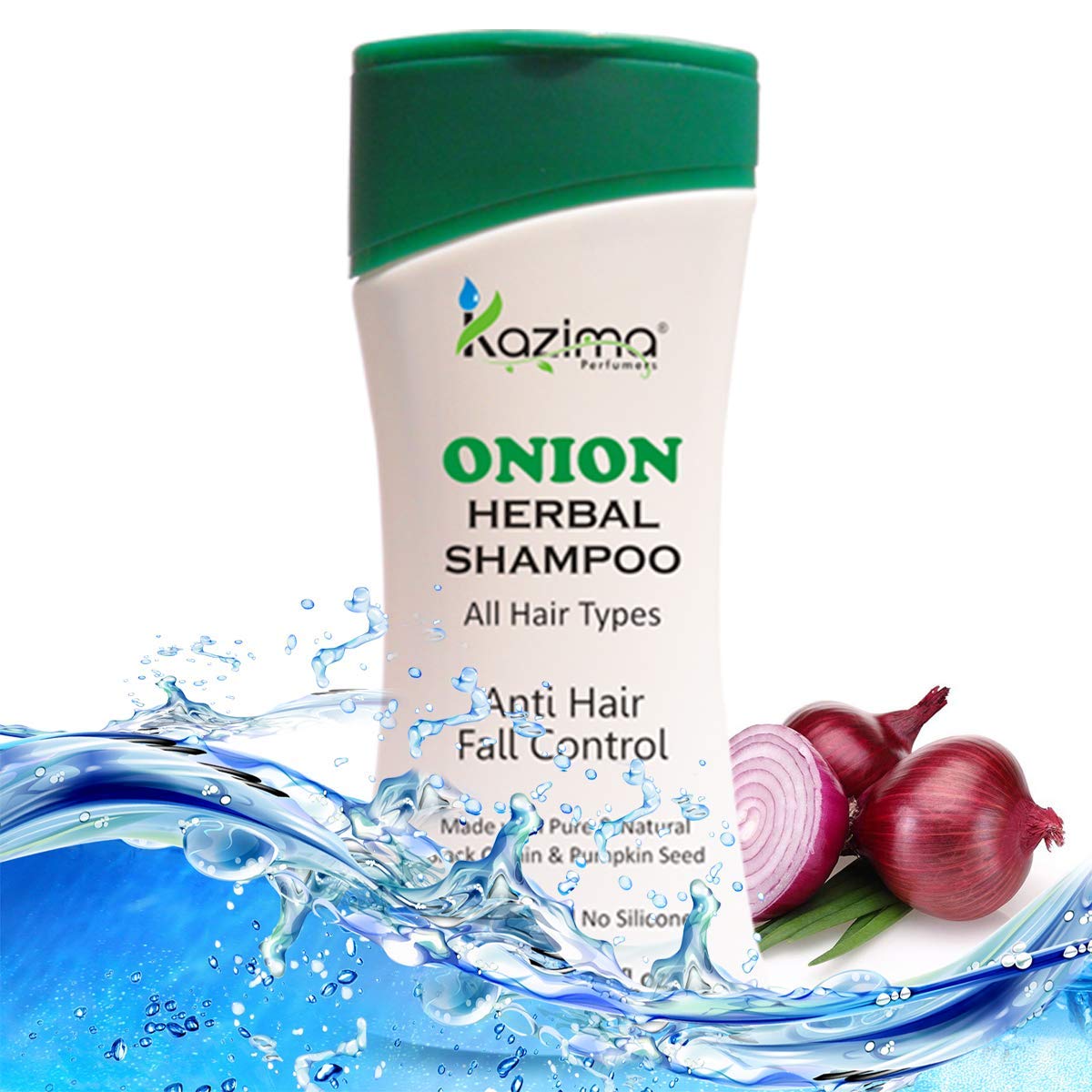 KAZIMA Onion Herbal Shampoo & Anti Hair Fall Conditioner Set (200ml Each) - Reduces Hair Loss & Repairs Damaged Hair for Men & Women - Perfect for Daily Hair Care & Scalp Treatment