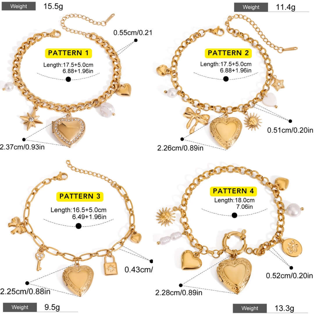 Bow Heart Locket Bracelet with Charm - Elegant Jewelry Gift for Women | JDB9014 | Perfect for Valentine's Day, Anniversary & Romantic Occasions