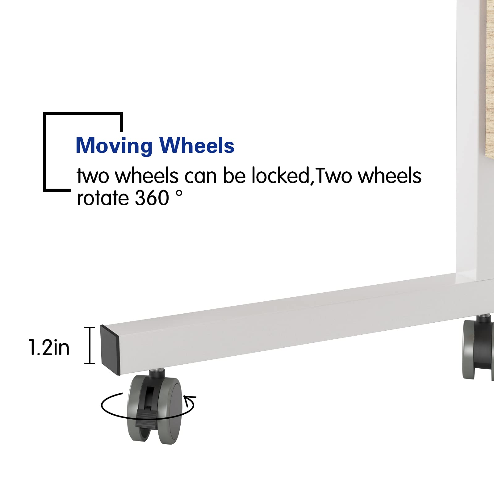 Soges Furniture 31.5 Inch Mobile Side Table with Tablet Slot & Wheels, Adjustable Laptop Desk for Bed & Sofa, Maple Finish – Perfect for Home Office, Living Room, and Small Spaces