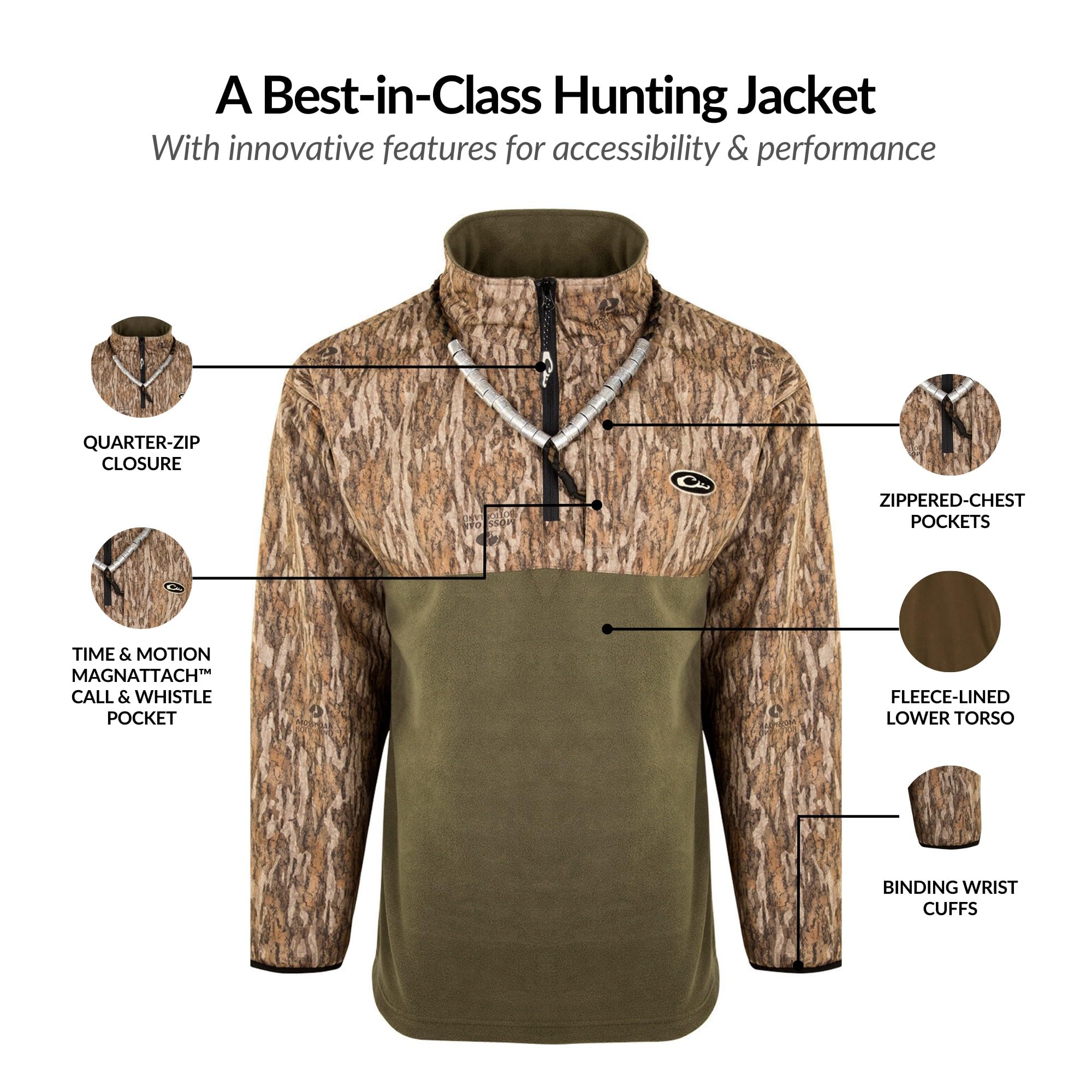 Drake Waterfowl Men's 1/4 Zip Refuge Eqwader™ Pullover - Lightweight Hunting Jacket for Outdoor Adventures & Waterfowl Hunting