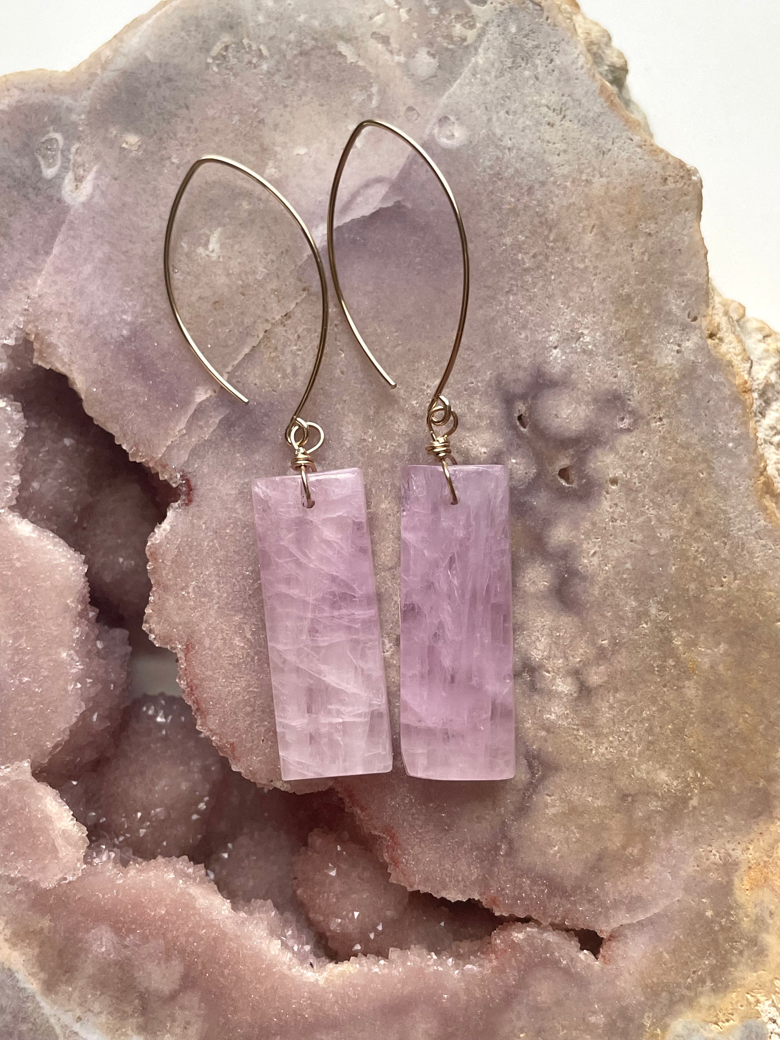 14K Gold Filled Kunzite Statement Earrings for Women - Elegant Dangle Drop Earrings for Wedding, Party & Special Occasions