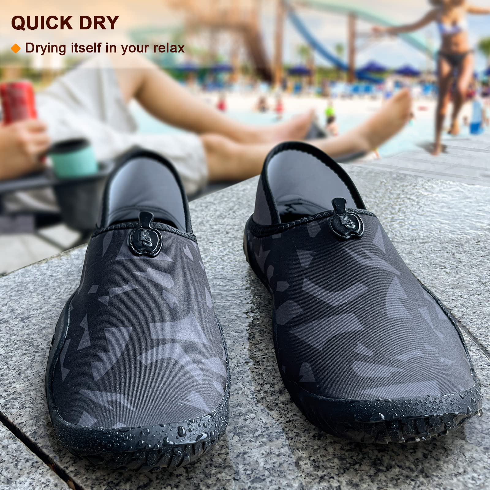 BULLIANT Men's Water Shoes Slip On - Quick Dry Beach Swim Shoes for Men & Women - Barefoot Aqua Shoes with Stretch Fit - Perfect for Swimming, Surfing, Kayaking & Water Sports