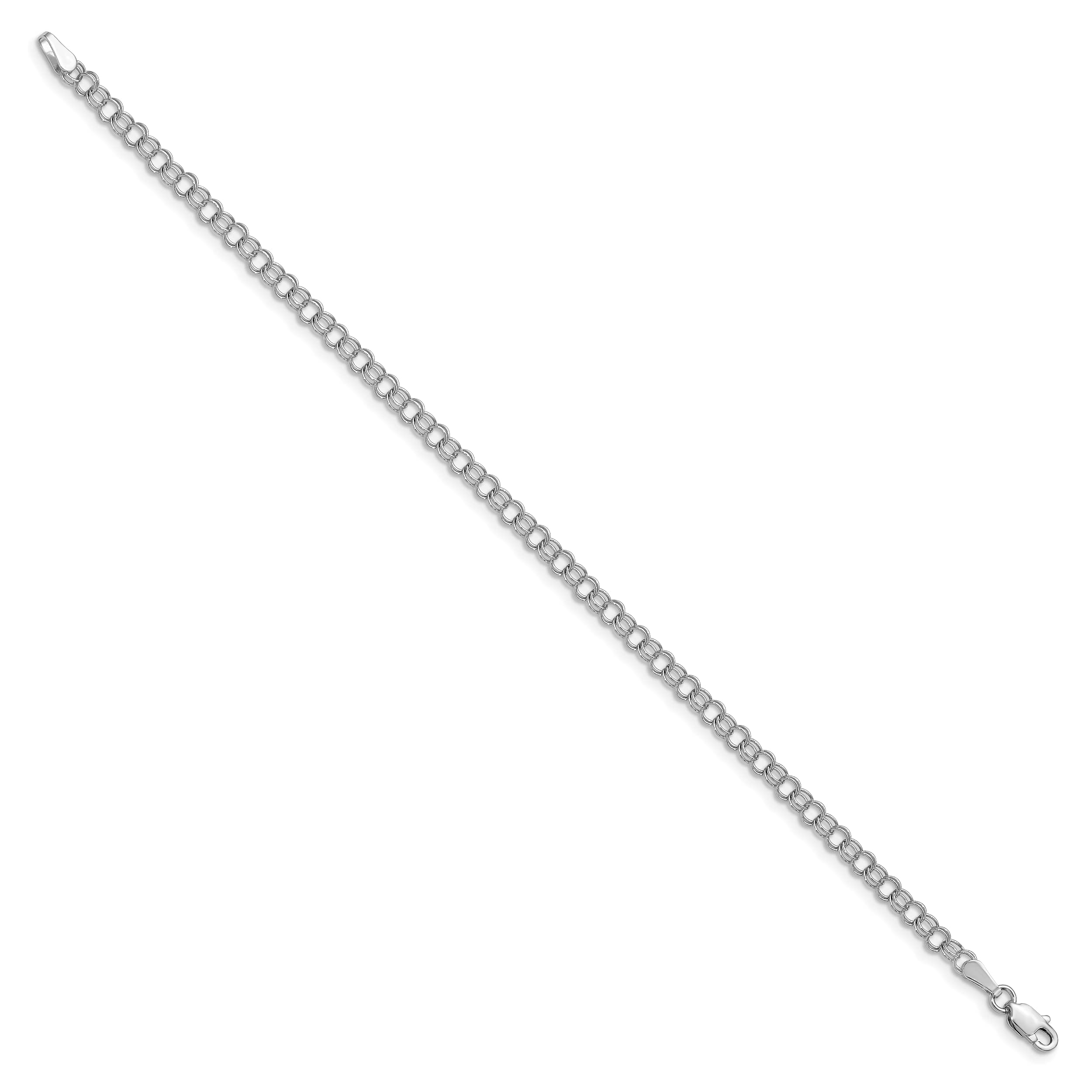 14K Solid White Gold 3.5mm Double Link Chain Charm Bracelet for Women - Elegant Jewelry Gift for Birthday, Anniversary & Special Occasions | IceCarats