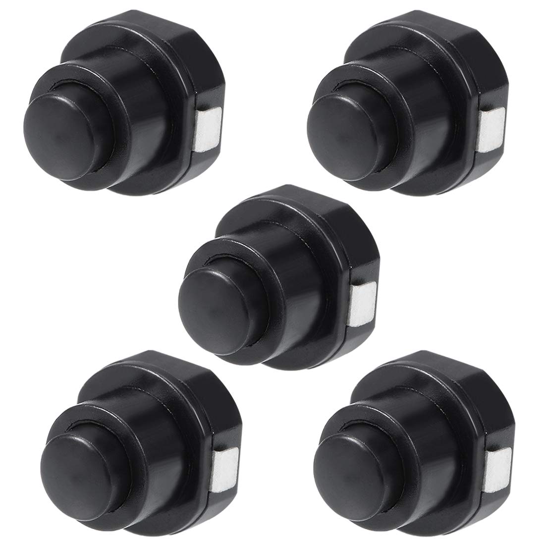 uxcell 5 Pack Black Latching Push Button Switch for Flashlight Torch - Durable On/Off Switch for DIY Electronics, Camping Gear, and Emergency Lighting