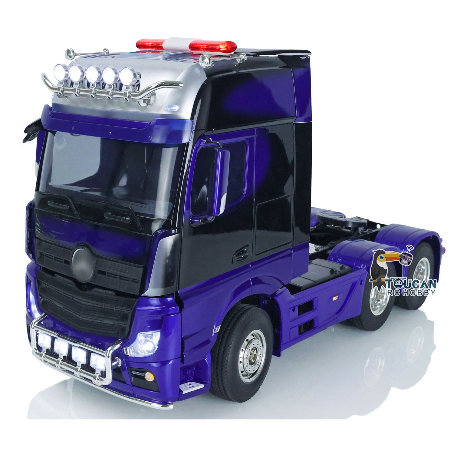 1/14 Scale Three Axles 6x4 RC Tractor Truck - Painted Assembled Model with Motor, ESC, Servo, Sound & Warning Lights | Remote Control Construction Vehicle for Adults & Kids | Perfect for Off-Road Play, Collection & Display