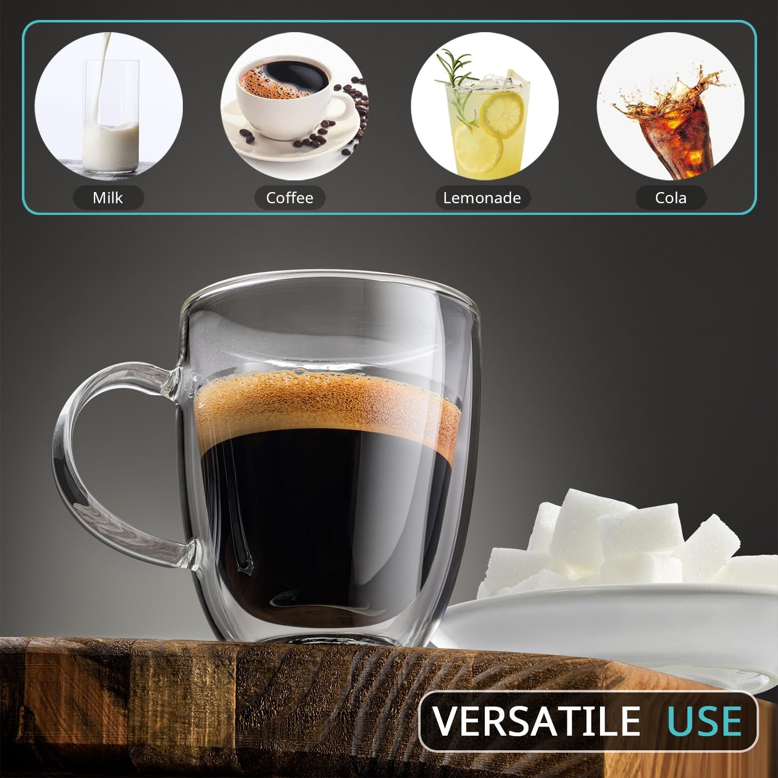 Premium Double Wall Glass Espresso Cups Set of 2 - 5.5oz Insulated Espresso Shot Glasses for Home & Cafe Use - Clear Heat-Resistant Cups Perfect for Espresso Machines & Coffee Accessories - Ideal for Italian Coffee, Latte Art & After-Dinner Drinks