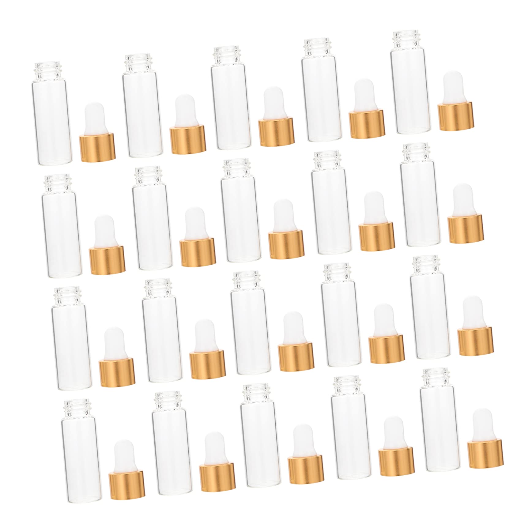 50Pcs 5ml Glass Dropper Bottles - Travel Size Essential Oil Sample Vials, Lip Gloss Tubes & Eye Drop Dispensers - Perfect for DIY Skincare, Hair Oil Samples & Travel Toiletries
