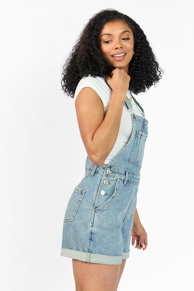 Common Ground Medium Wash Relaxed Fit Cuffed Overalls for Women - Comfortable Denim Jumpsuit with Adjustable Straps - Perfect for Casual Outings, Gardening & Weekend Wear