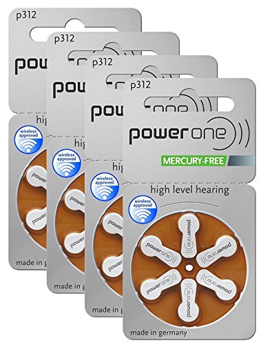 Power One Size 312 Mercury-Free Hearing Aid Batteries - Long Lasting Zinc Air Batteries for Hearing Devices - Perfect for Travel, Work & Daily Use