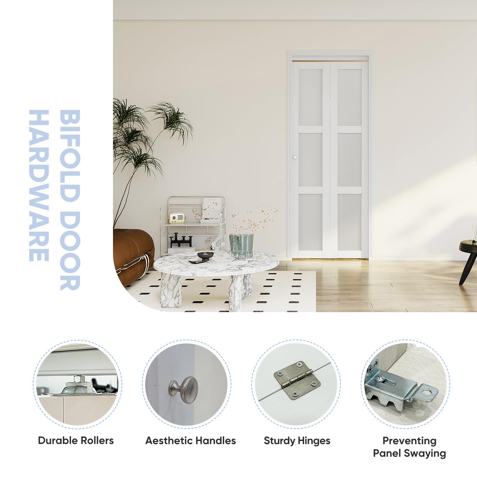 3 Panel Frosted Glass Bi-Fold Closet Door - 36