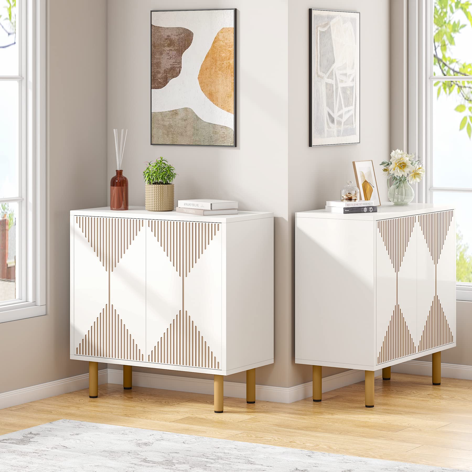 Tribesigns Modern White Storage Cabinet Set - 59