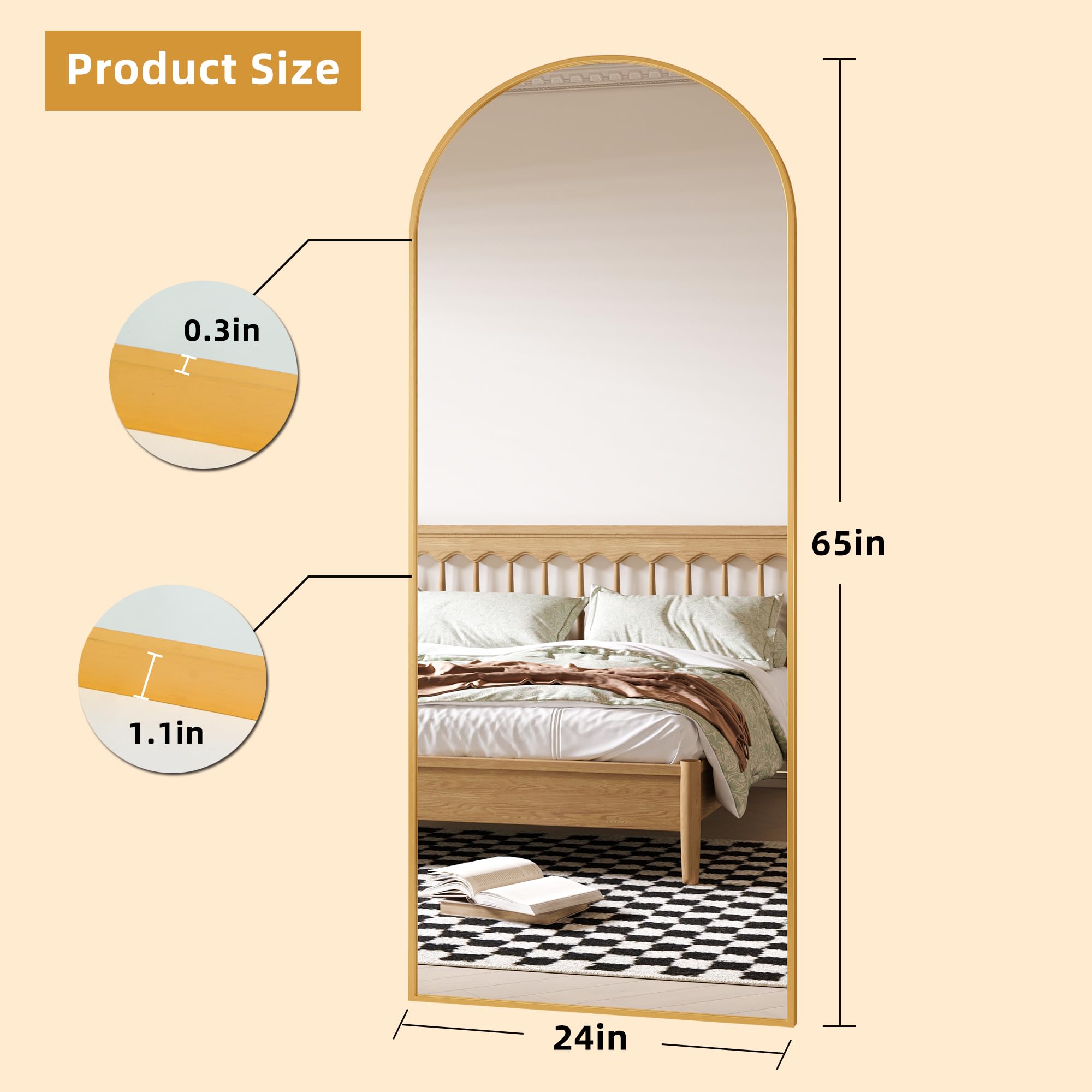 FANYUSHOW Arched Full Length Mirror - 65