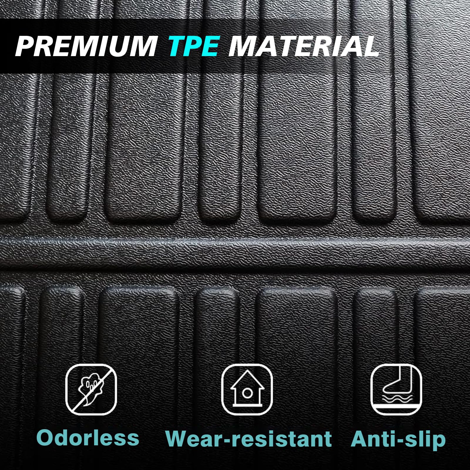 BestEvMod All-Weather Cargo Liners Set for Rivian R1S (2022-2024) - Frunk Mat, Floor Liners & Trunk Mat | Anti-Slip 3D TPE Design | Waterproof & Durable | Perfect for Road Trips, Camping & Outdoor Adventures