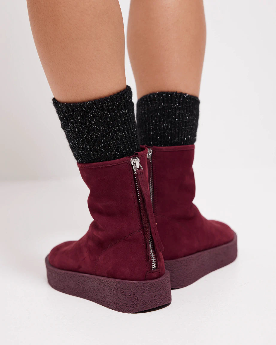 Premium Leather Shadow Boots with Cherry Suede Accents - Stylish Ankle Boots for Women, Perfect for Fall Fashion, Date Nights & Office Wear